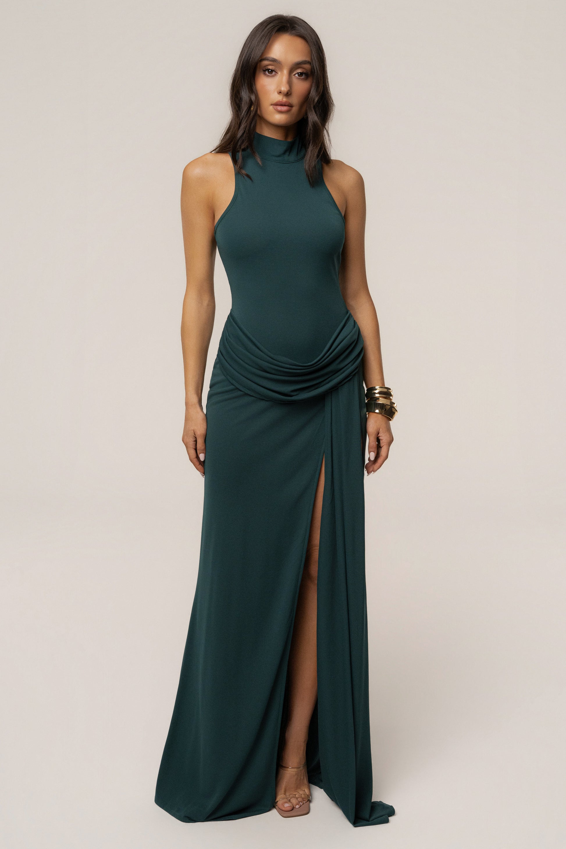 Green Dynasty Slit Maxi Dress JLUXLABEL