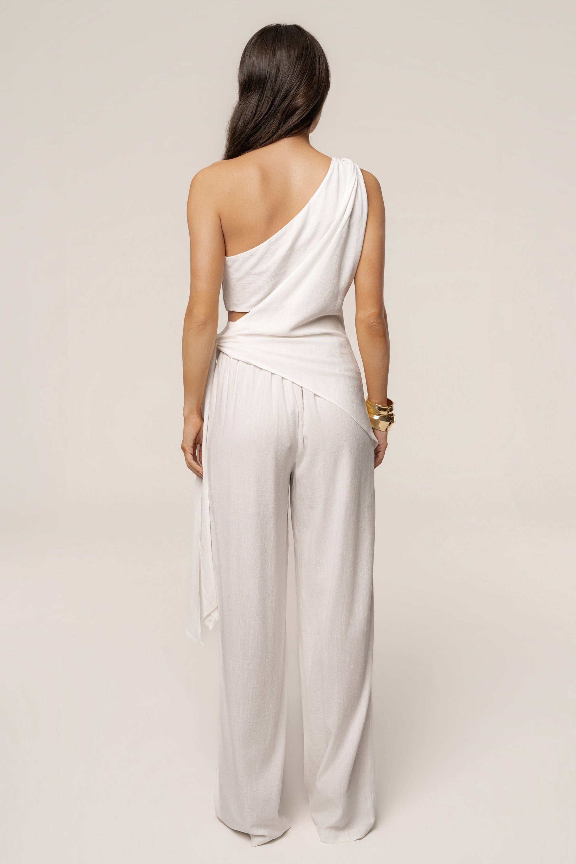 Ivory Palmera One Shoulder Top JLUXLABEL