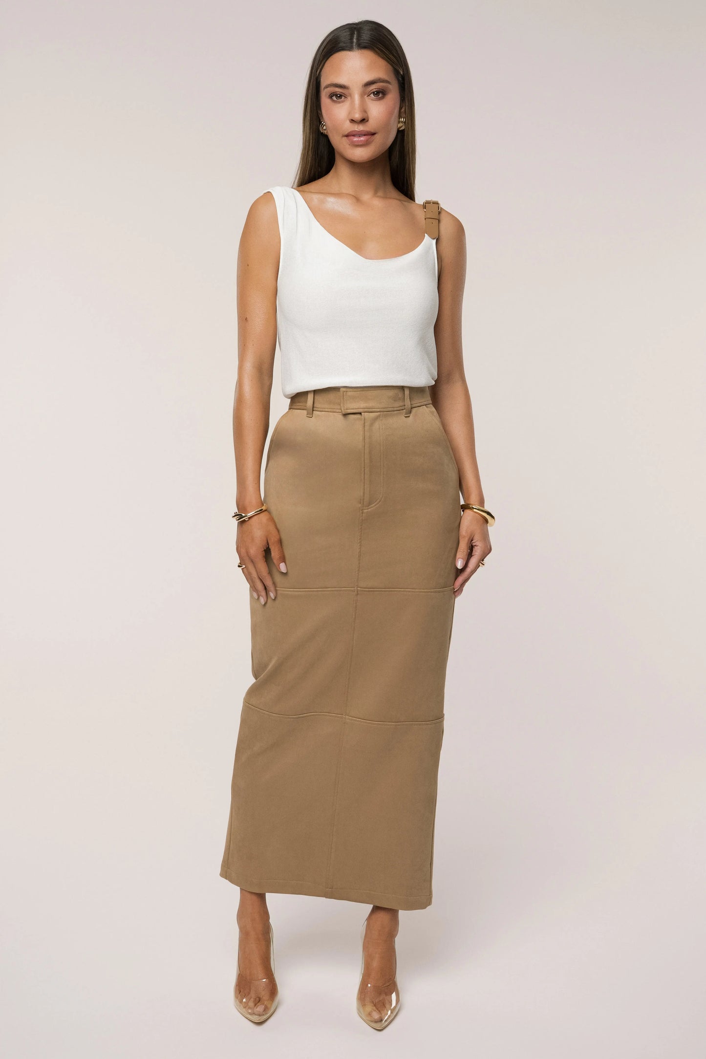 Ivory Shanti Faux Buckle Top JLUXLABEL
