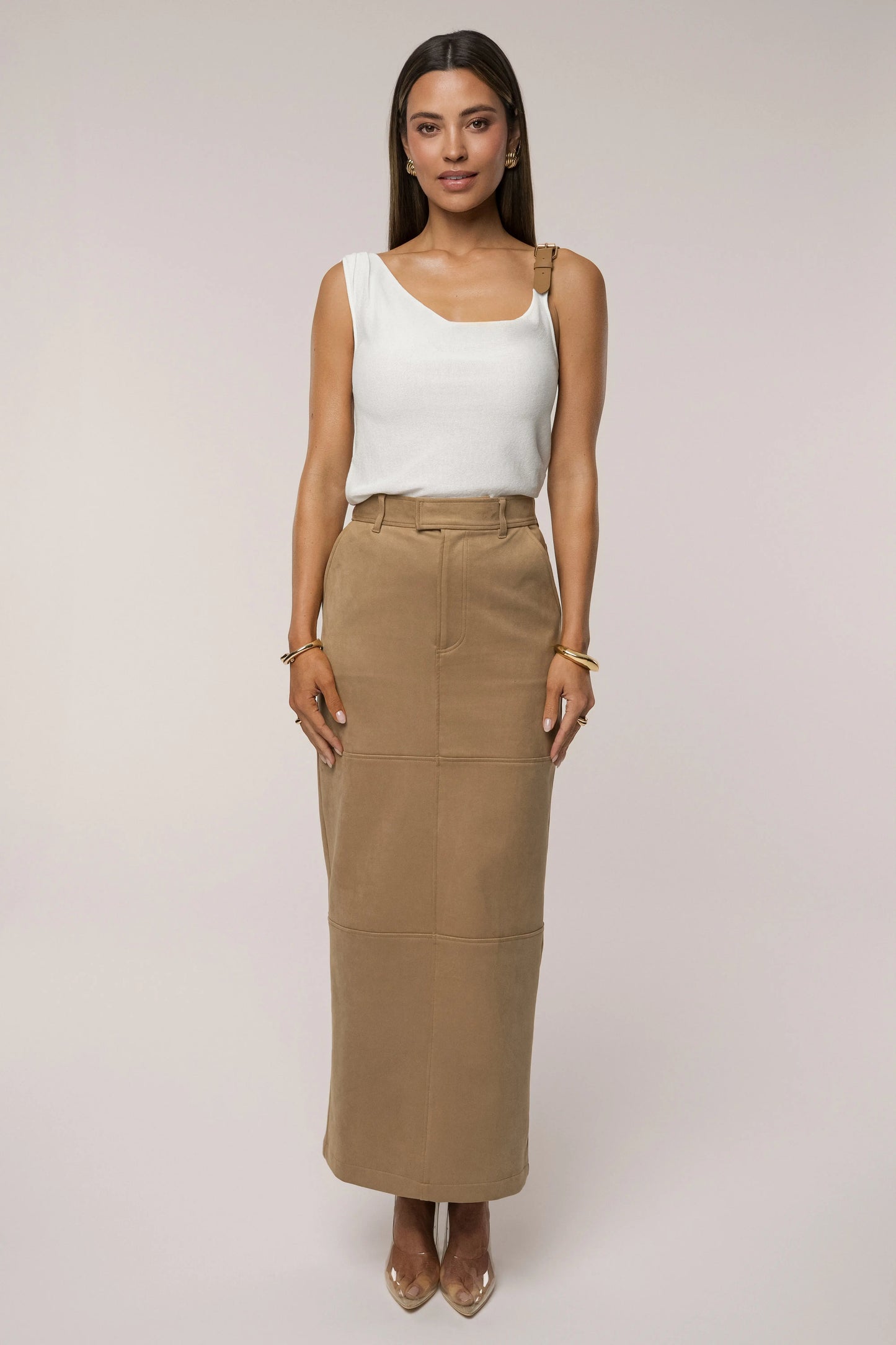 Ivory Shanti Faux Buckle Top JLUXLABEL
