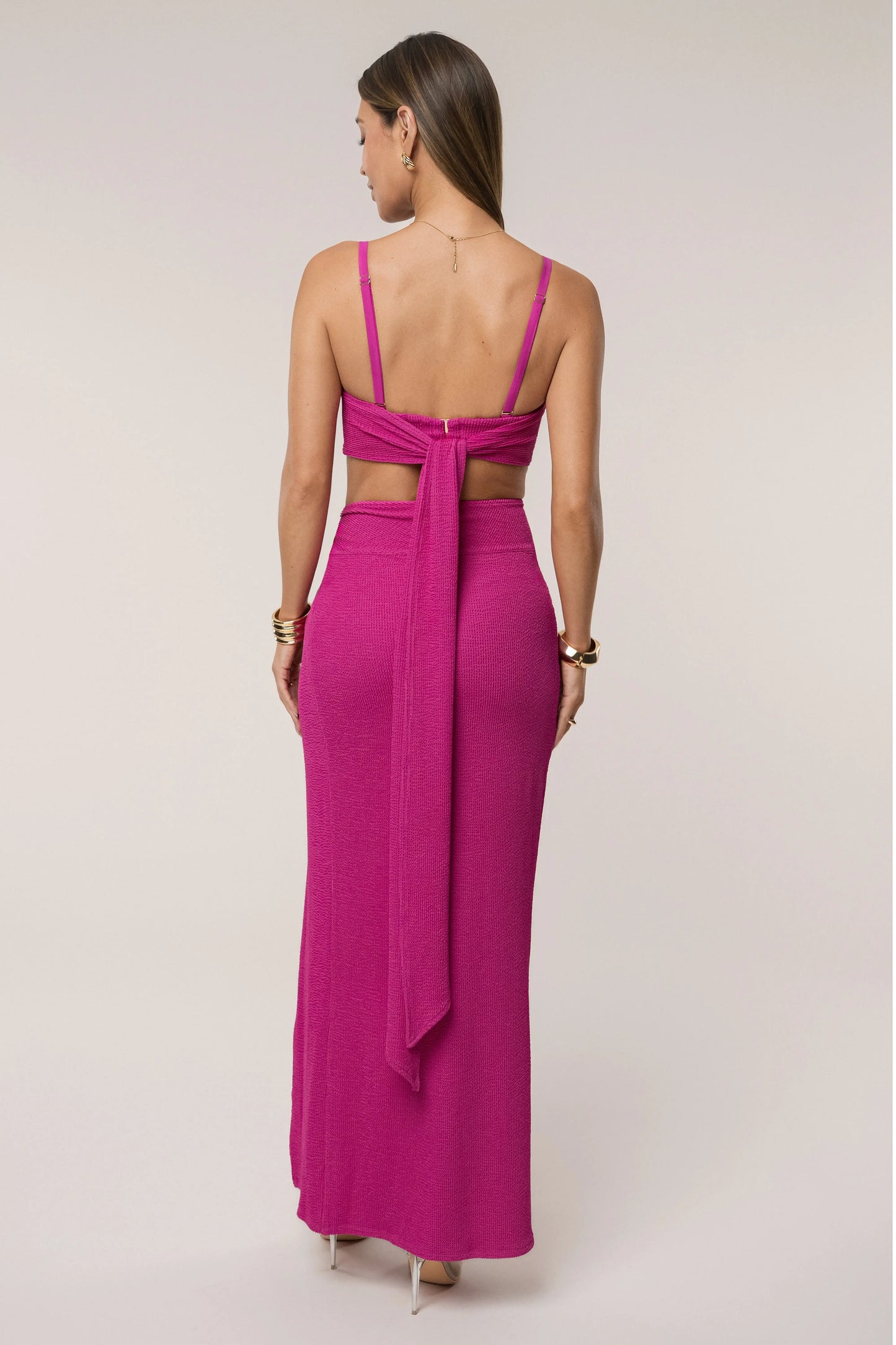 Fuchsia Deidra Draped Skirt Set JLUXLABEL