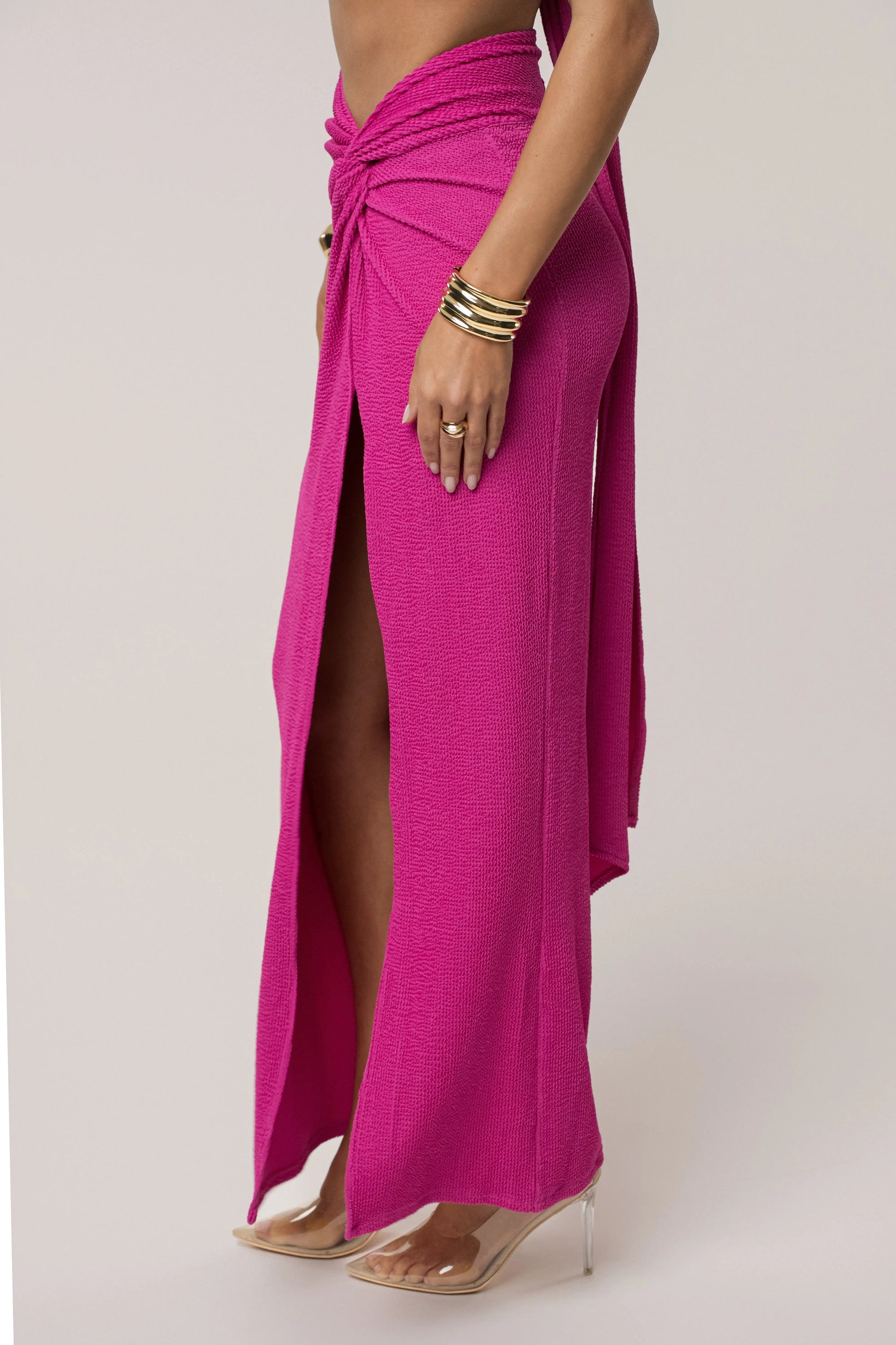 Fuchsia Deidra Draped Skirt Set JLUXLABEL