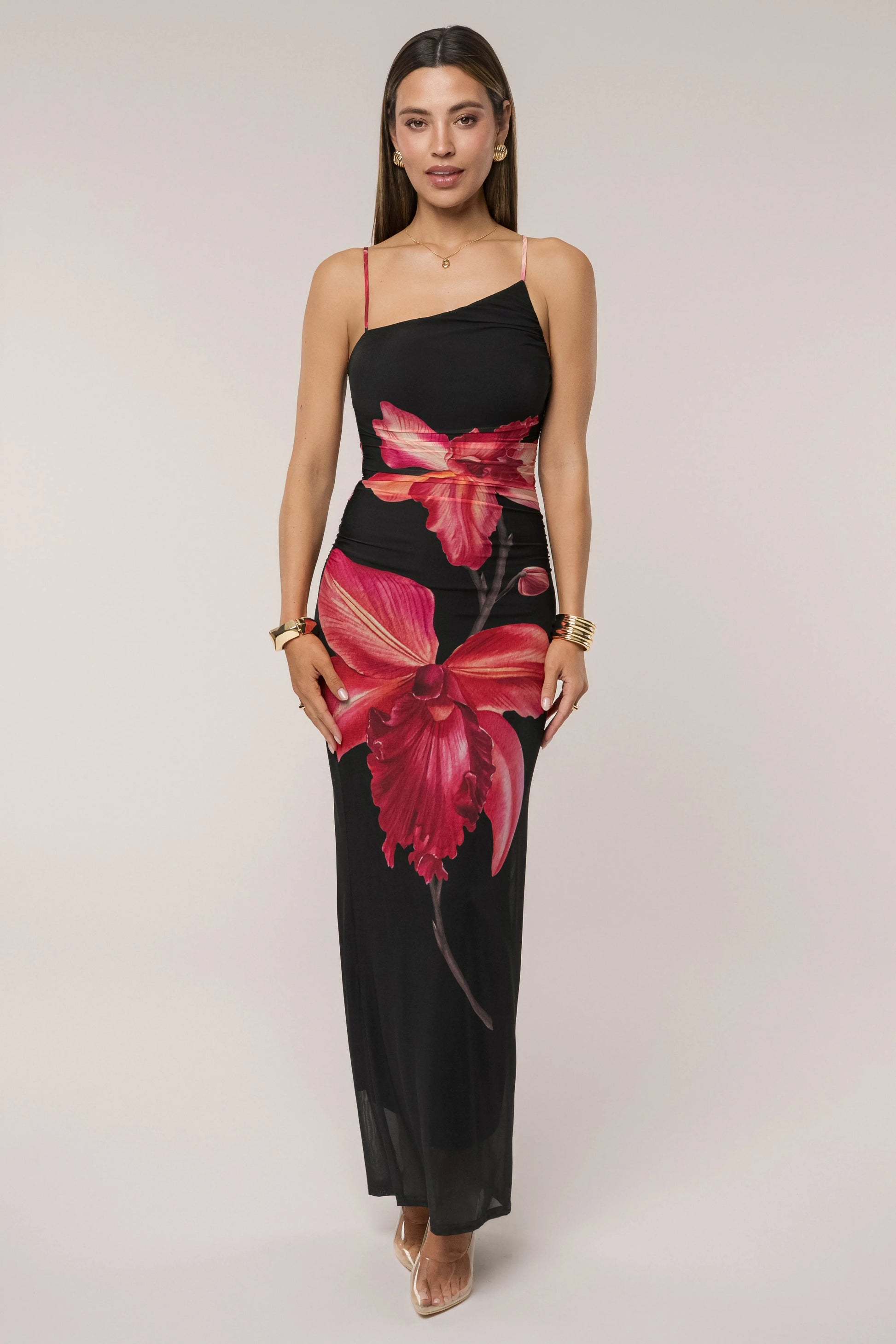 Black Floral Fleur De Lune Maxi Dress JLUXLABEL