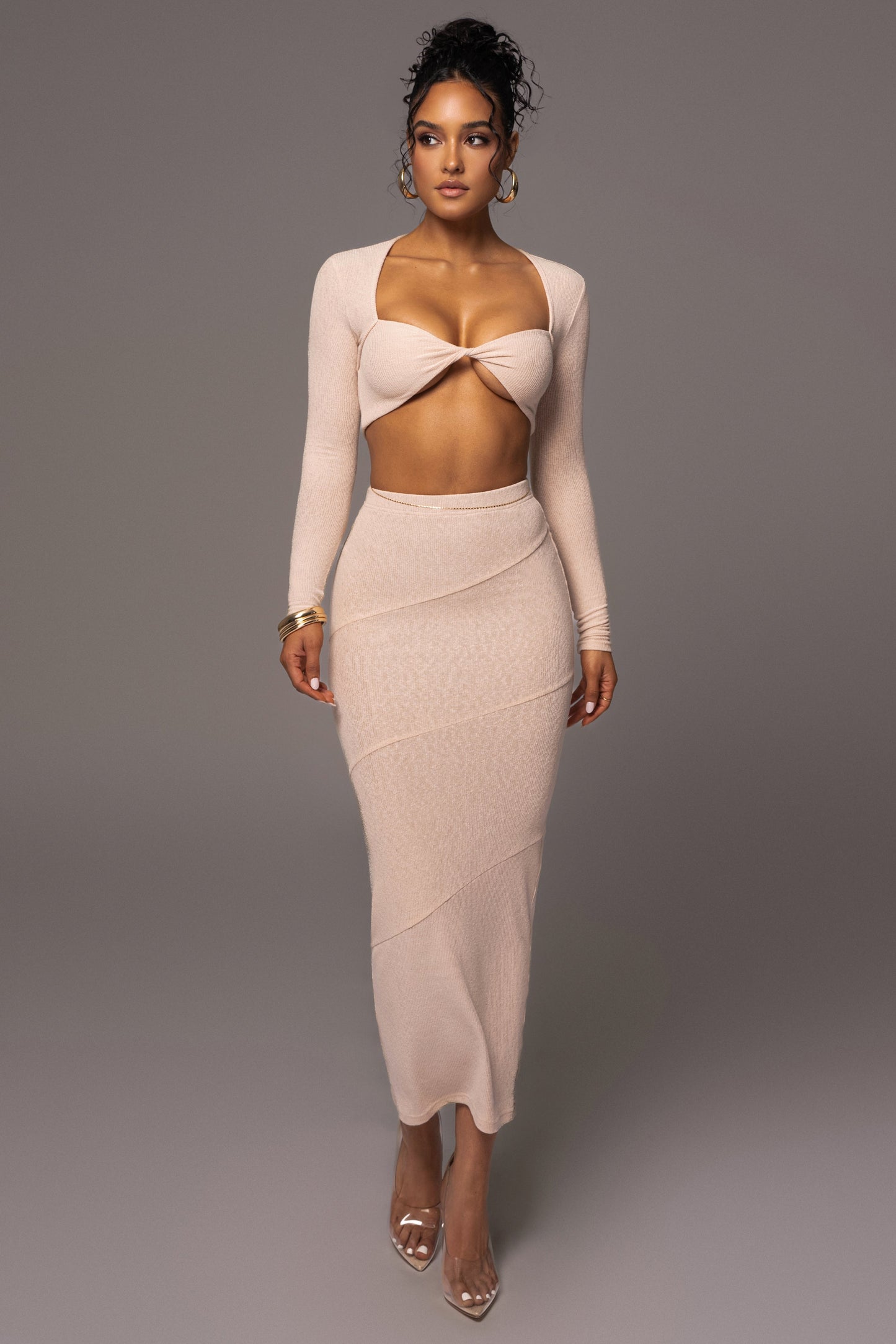 Beige All About You Skirt Set