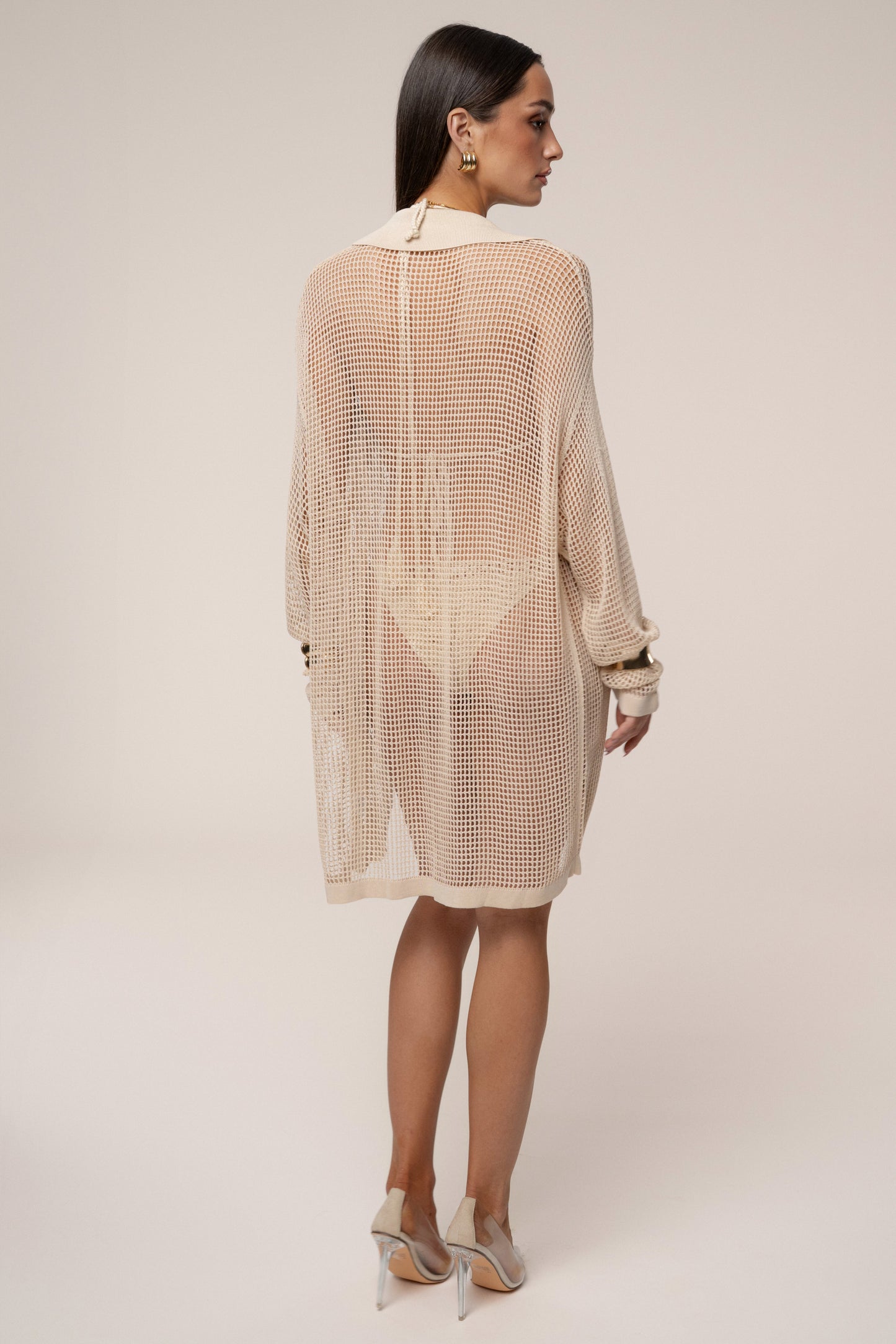Ecru Solara Embroidered Button Up Top