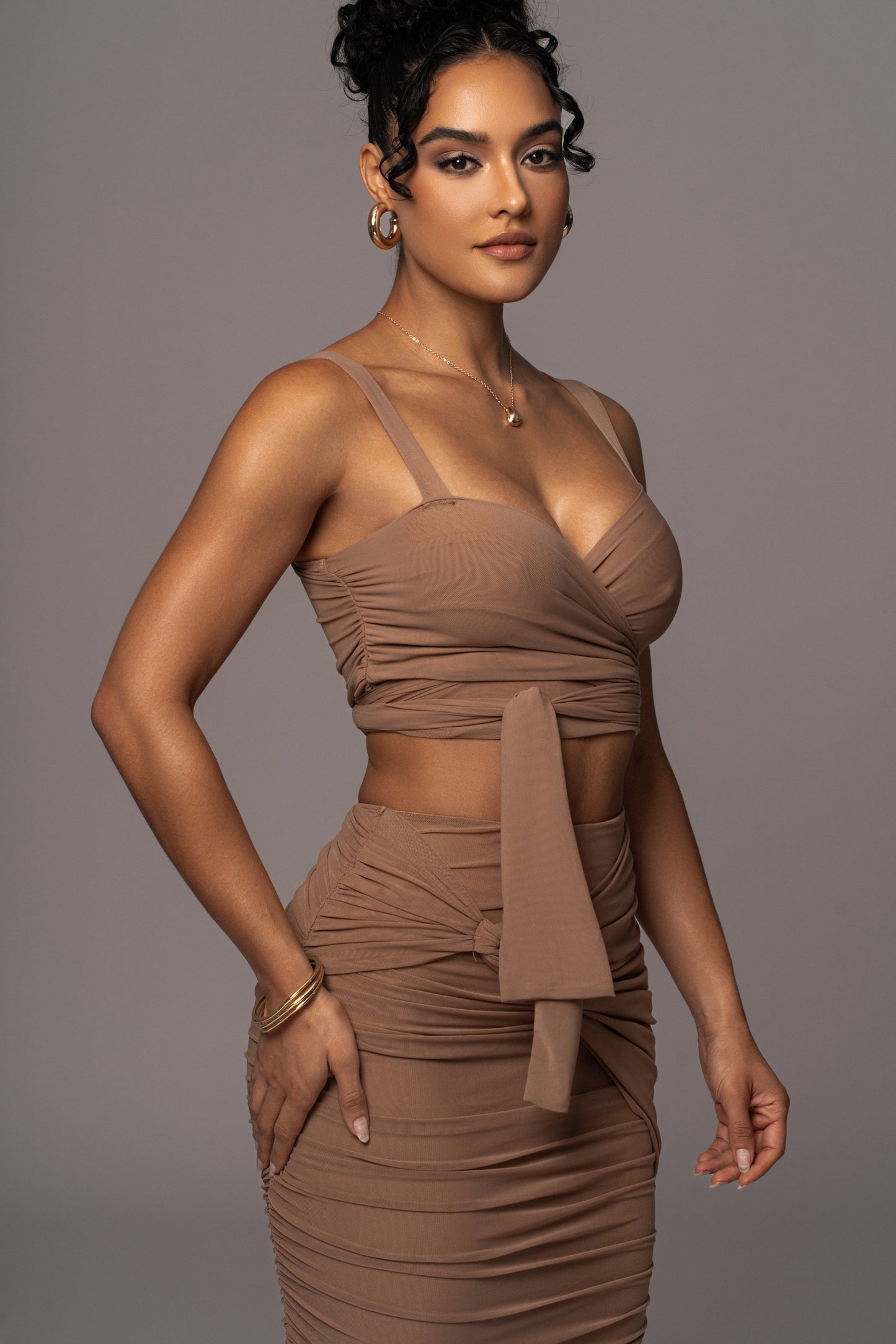 Pecan Extend Your Stay Skirt Set
