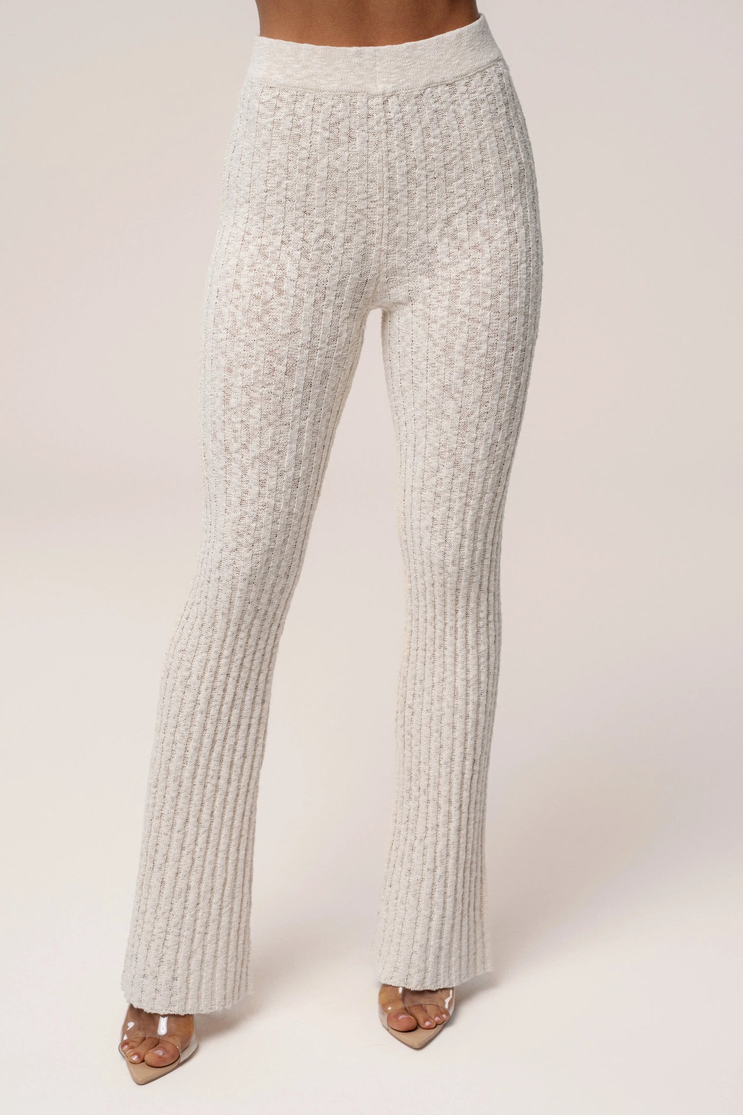 Ivory Lanah Knit Flare Pants JLUXLABEL