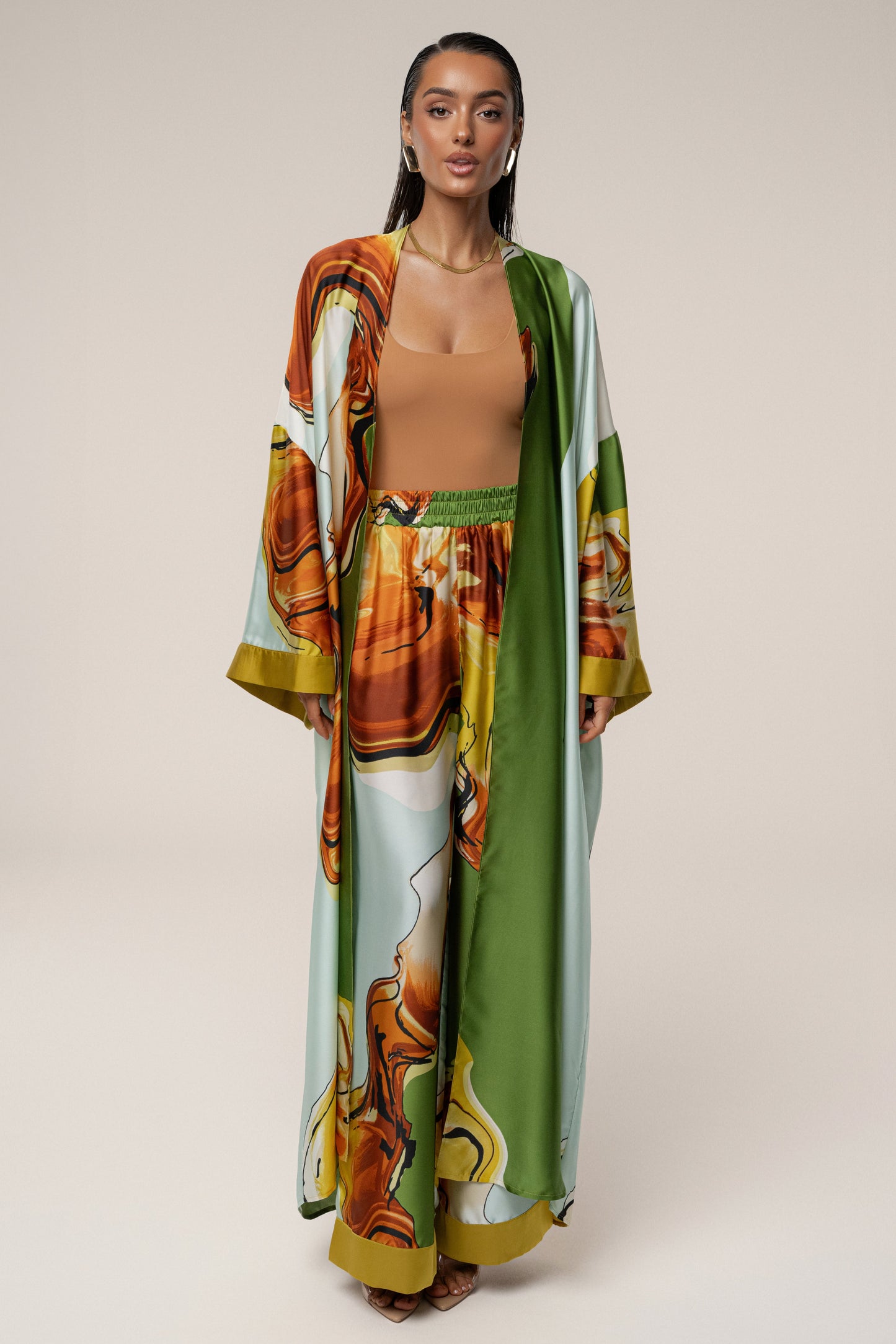 PRE-ORDER Green Tropical Print Nola Maxi Duster