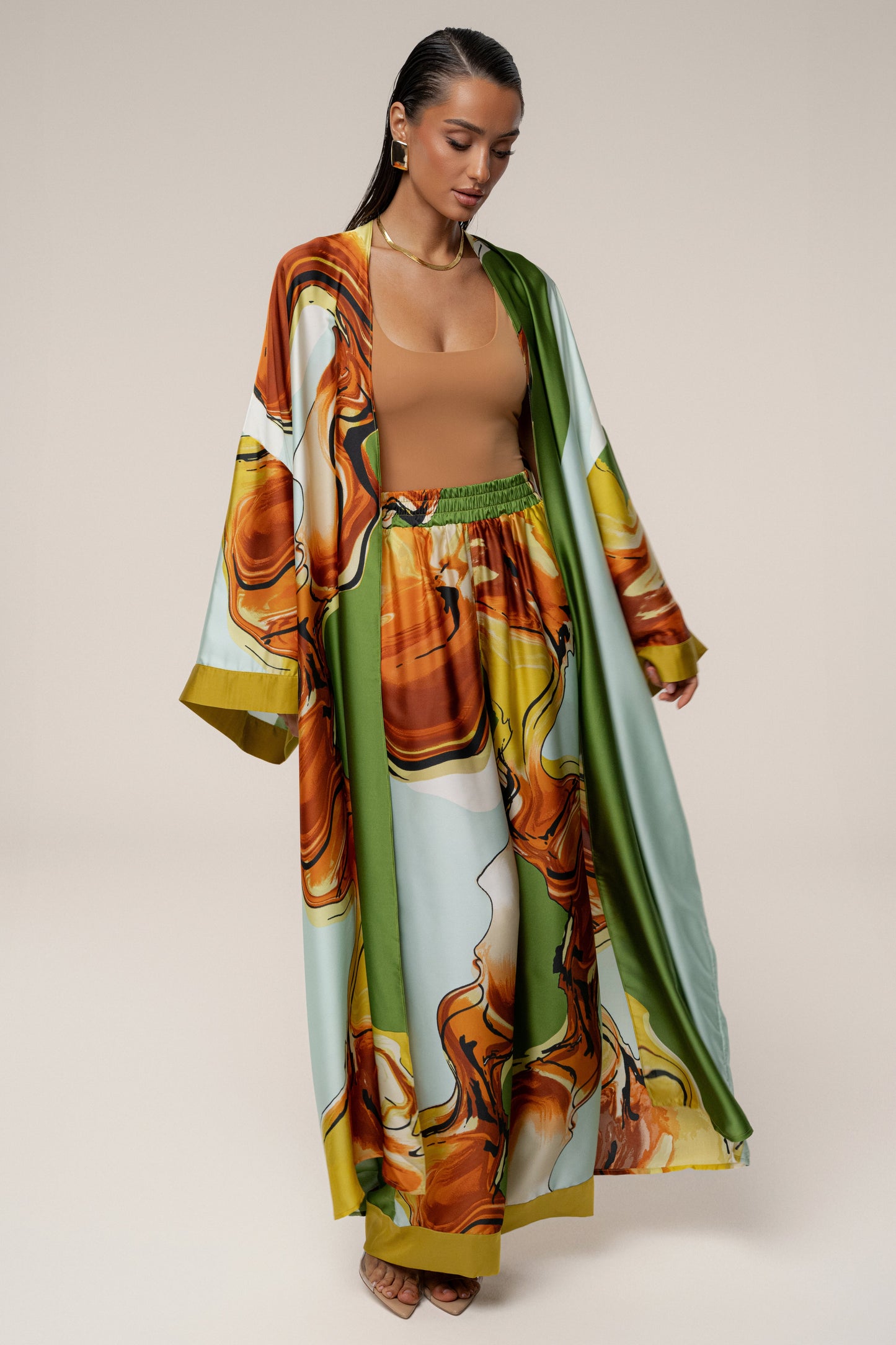 PRE-ORDER Green Tropical Print Nola Maxi Duster
