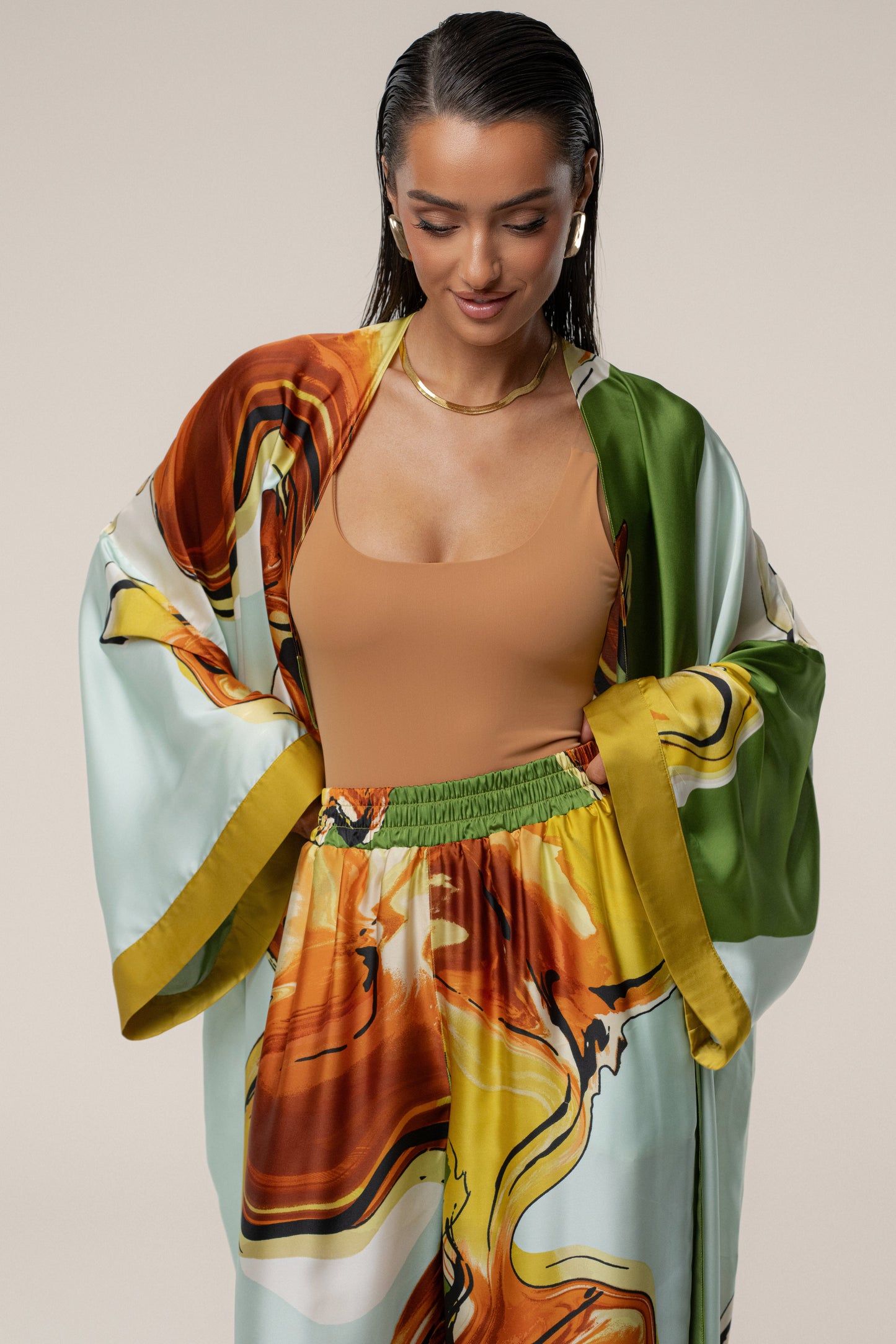PRE-ORDER Green Tropical Print Nola Maxi Duster