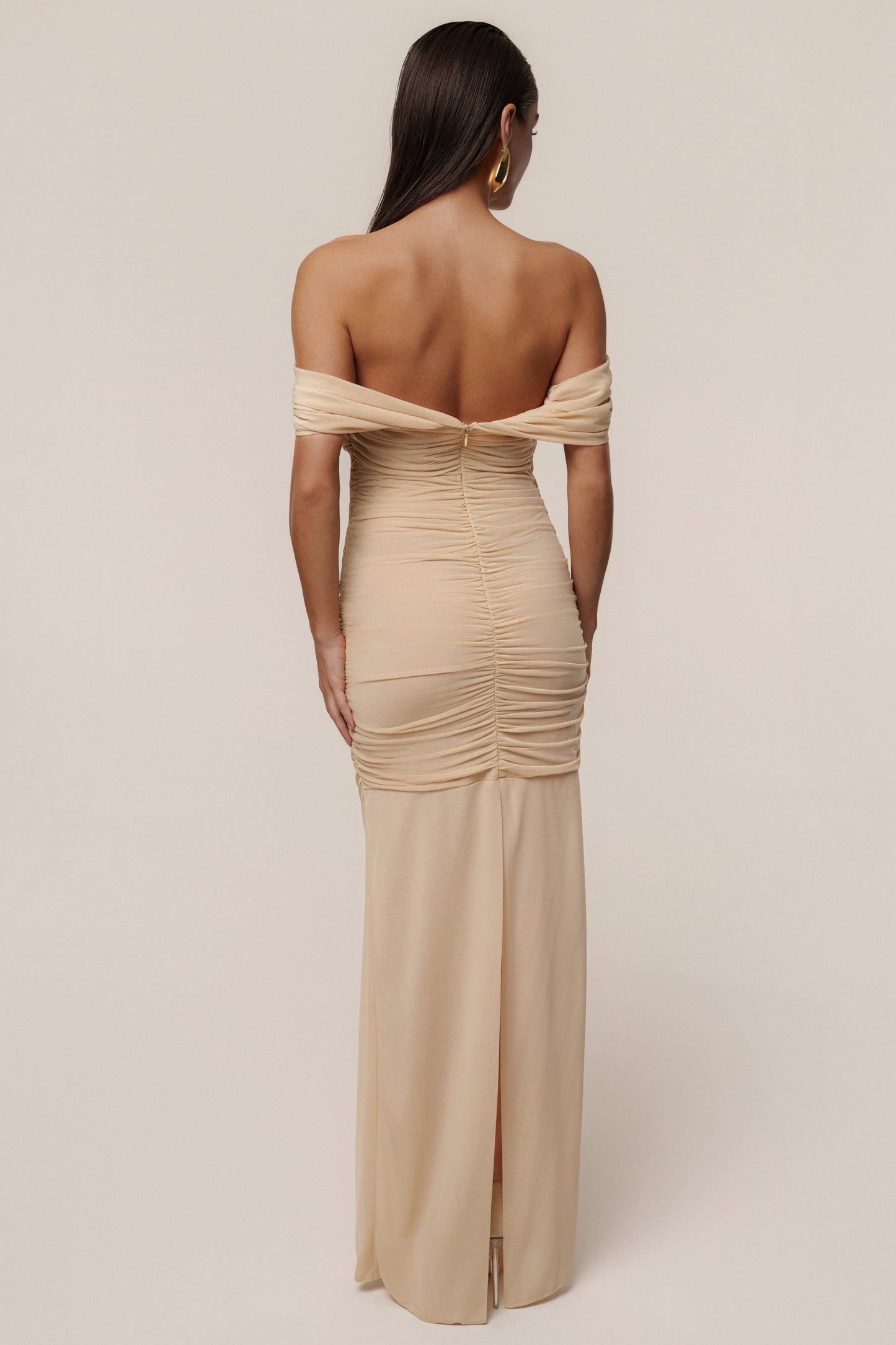 Ivory Alessandra Off Shoulder Maxi Dress JLUXLABEL