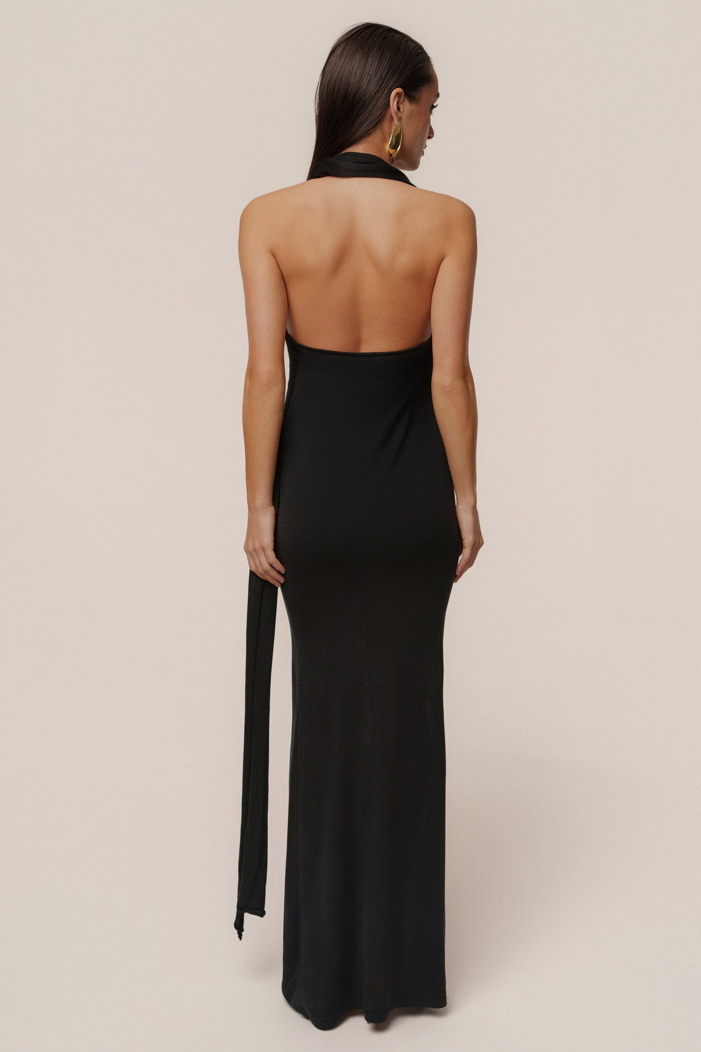 Black Miranda Draped Maxi Dress JLUXLABEL