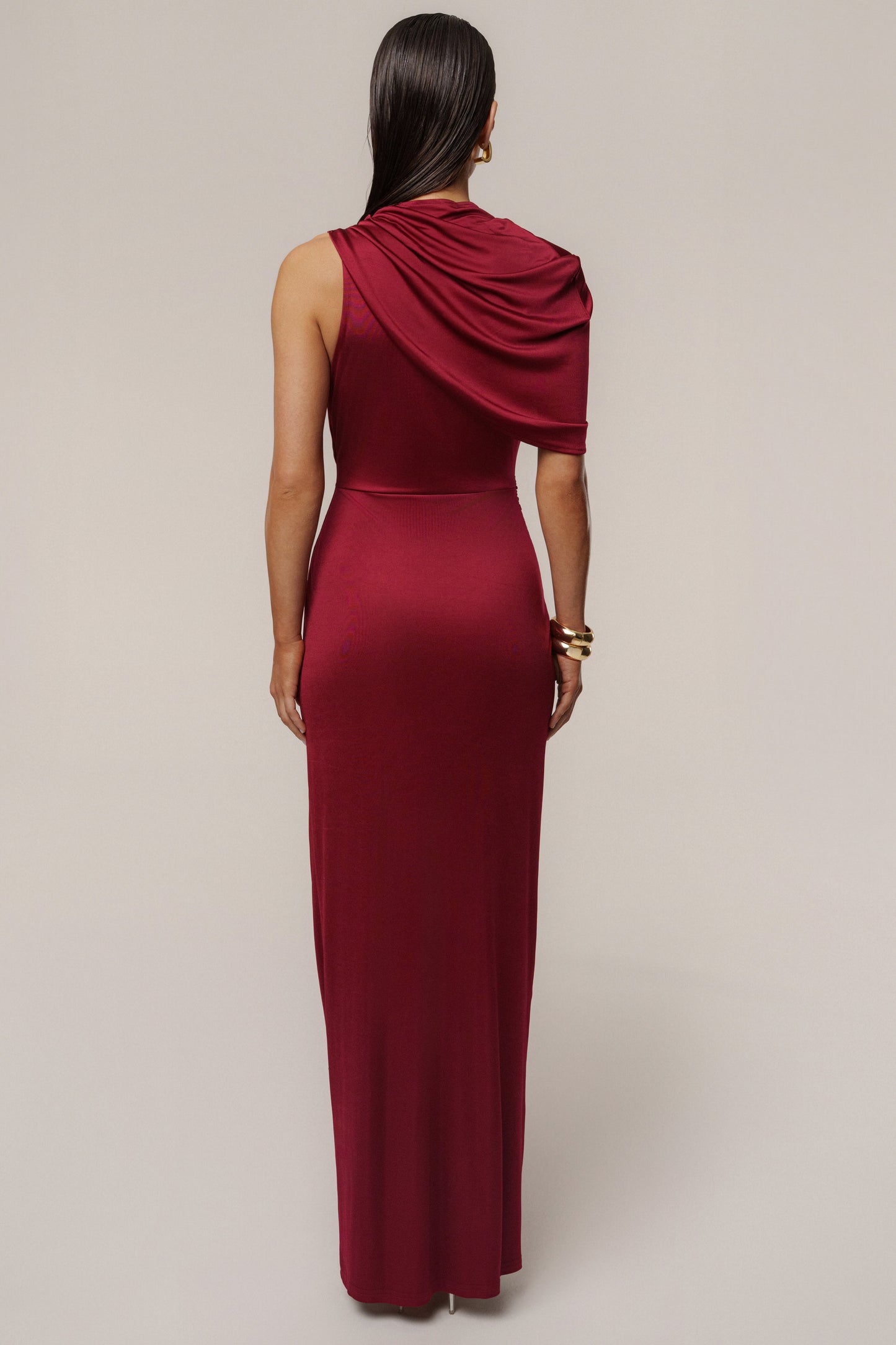 Burgundy Enchanted Drape Maxi Dress JLUXLABEL