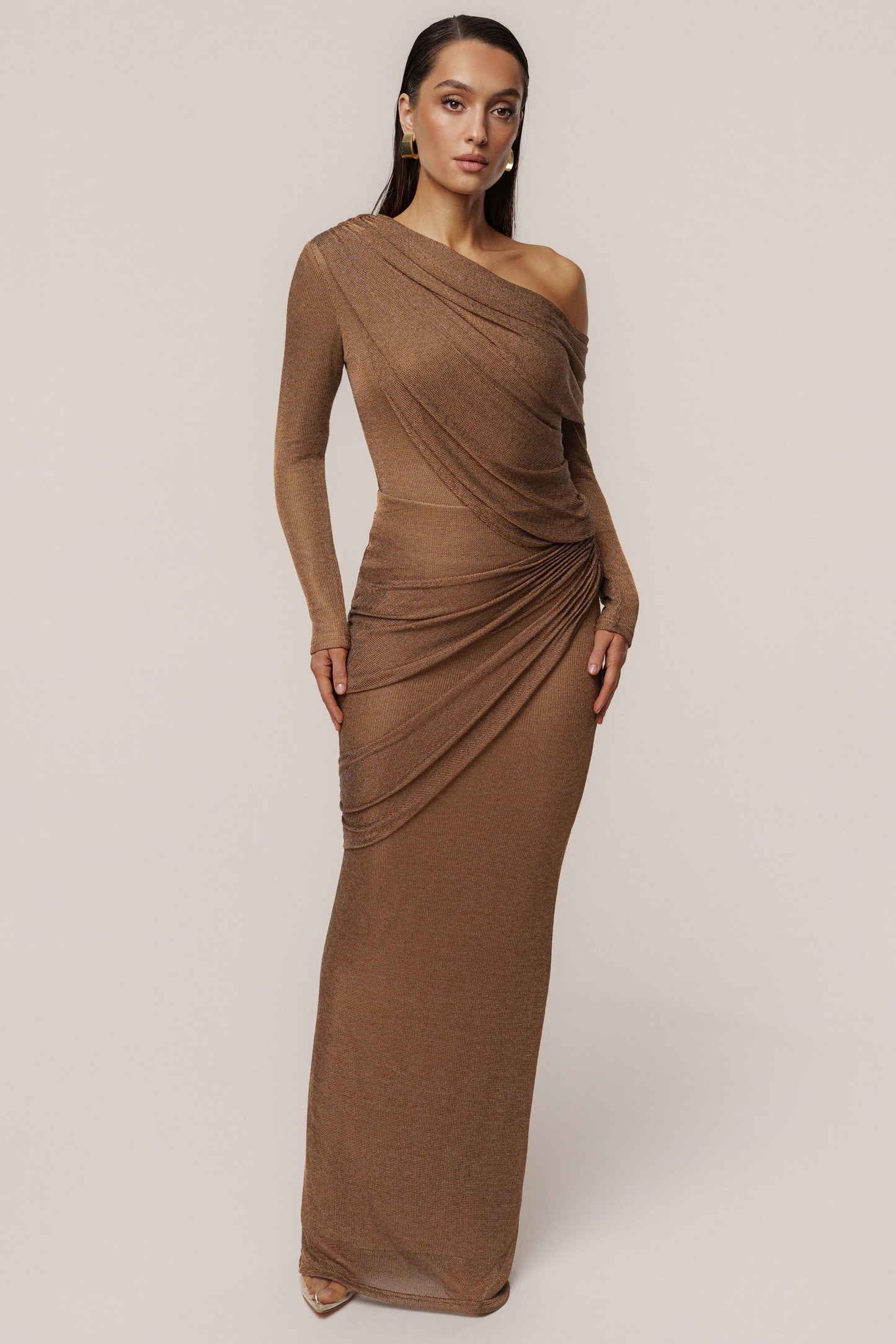 Bronze Opulent Metallic Maxi Skirt