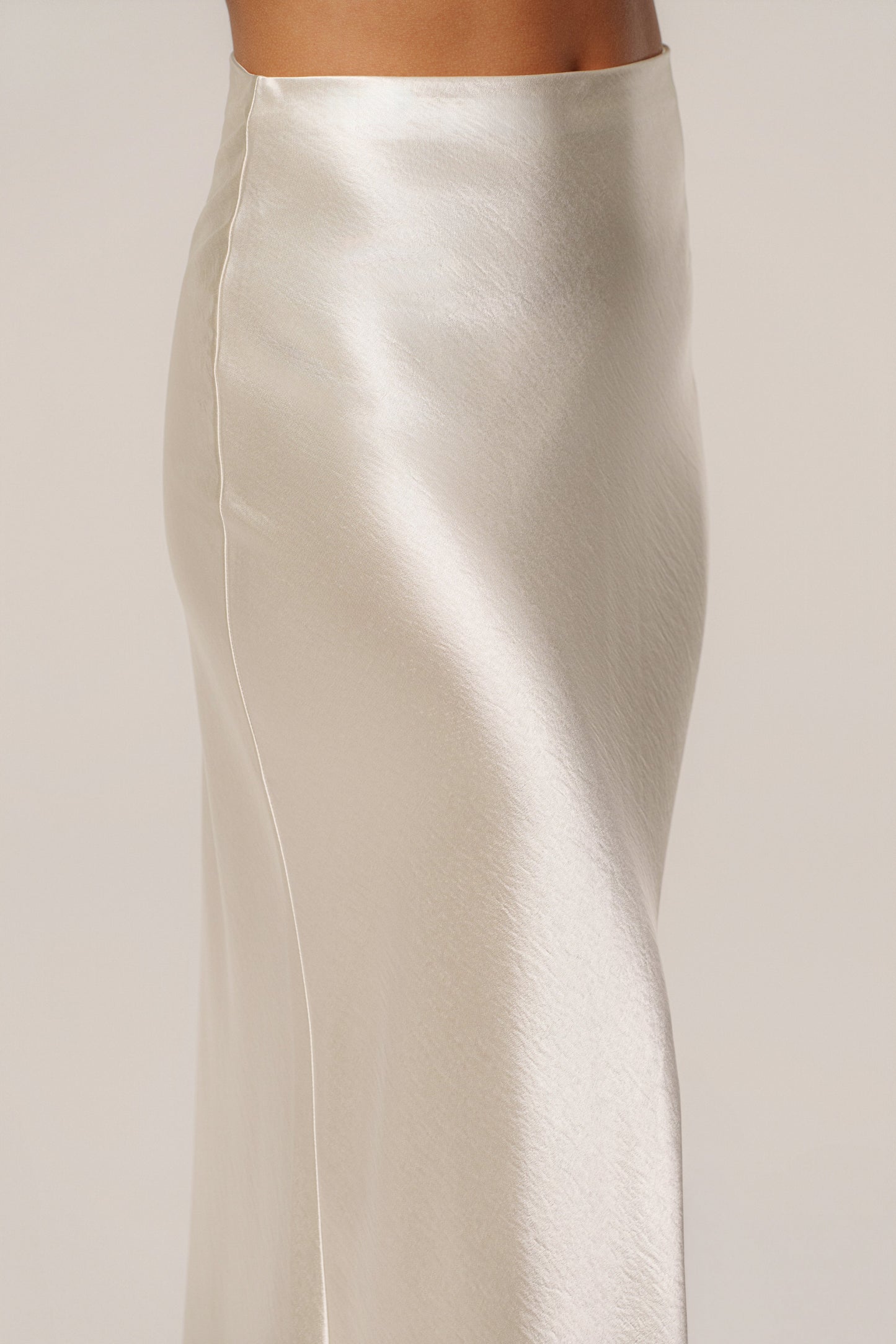 Champagne Tradition Satin Maxi Skirt JLUXLABEL