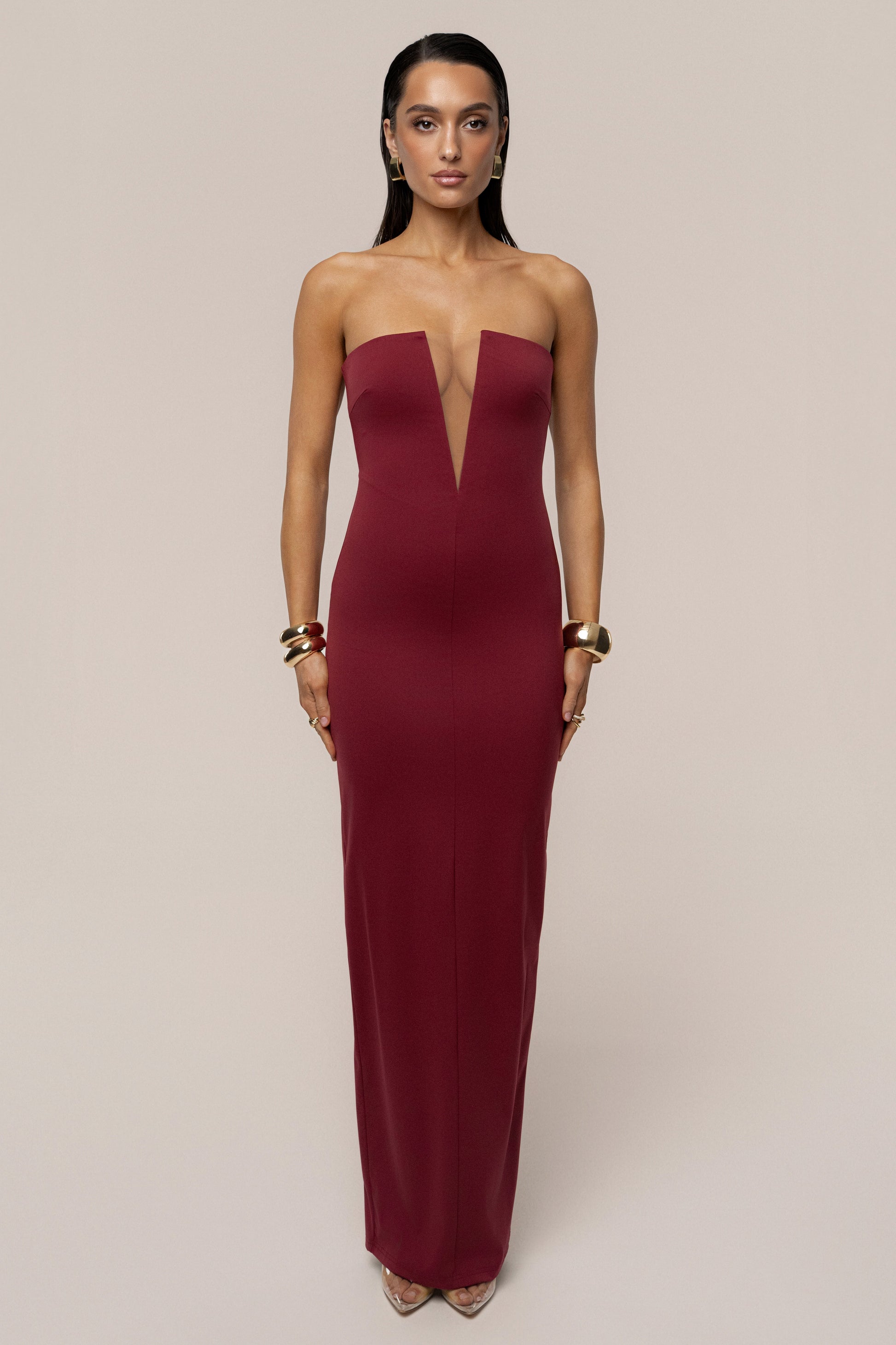 Burgundy Midnight Illusion Maxi Gown JLUXLABEL