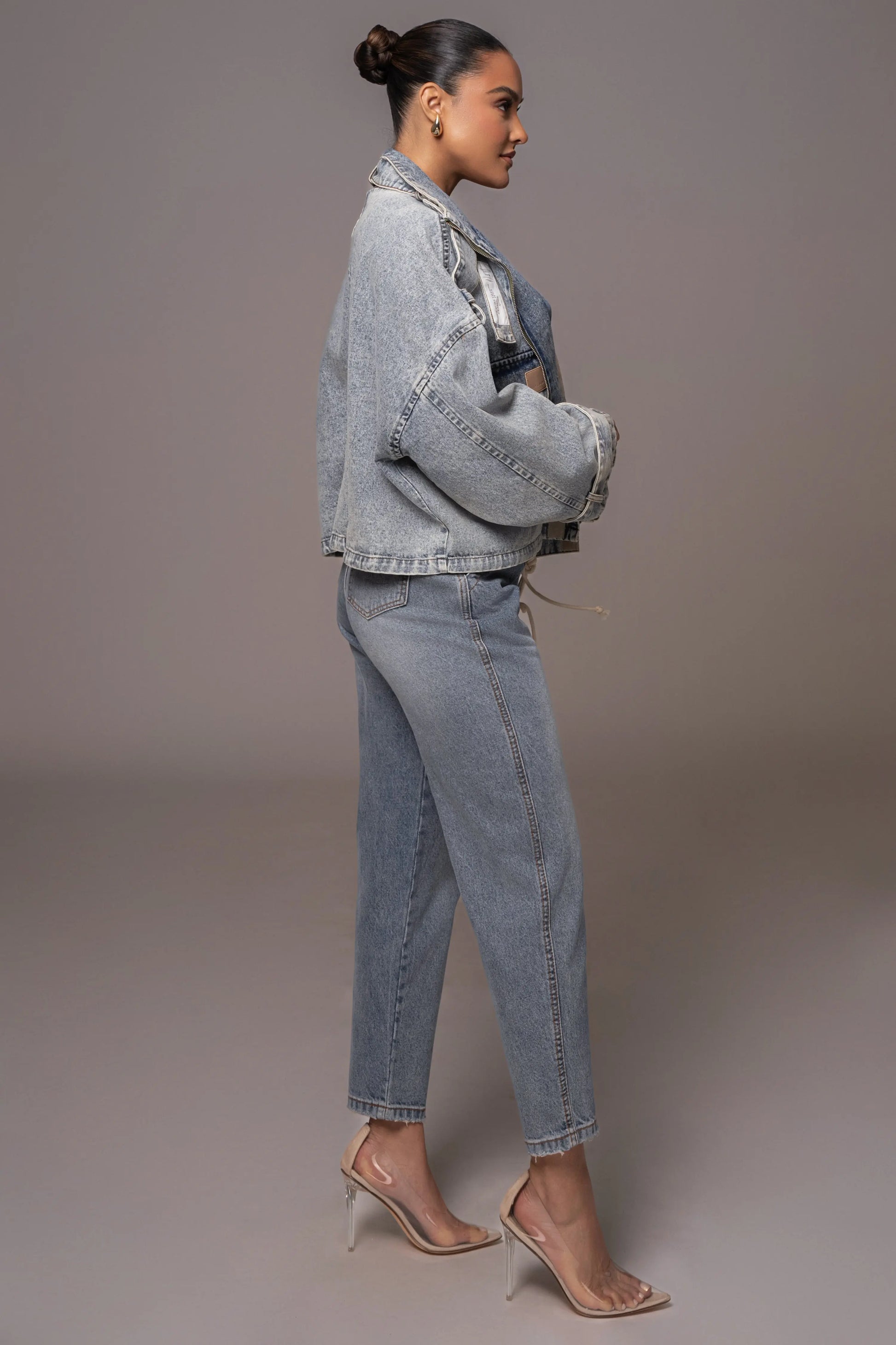 Medium Wash Esther Utility Denim Jacket JLUXLABEL