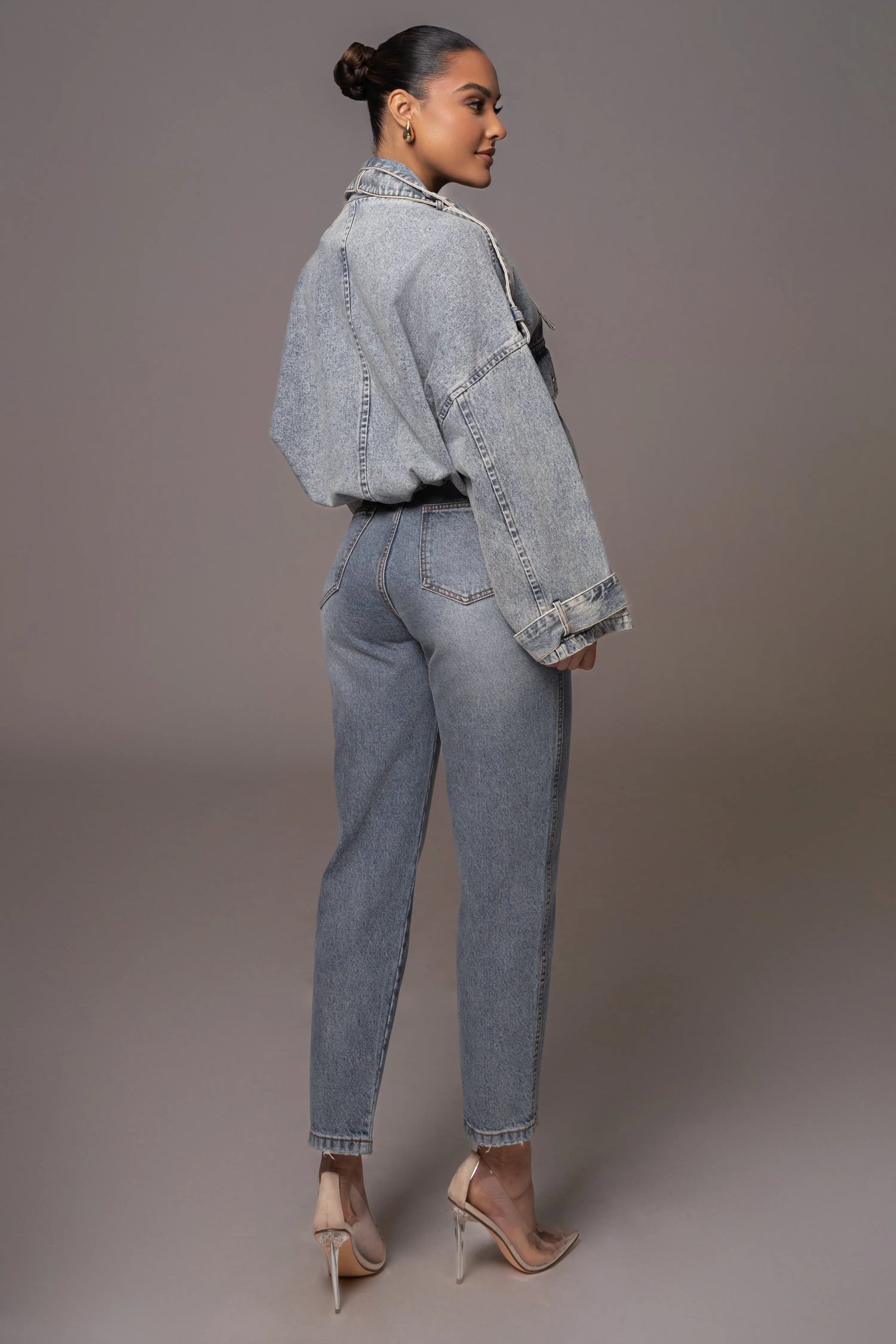 Medium Wash Esther Utility Denim Jacket JLUXLABEL
