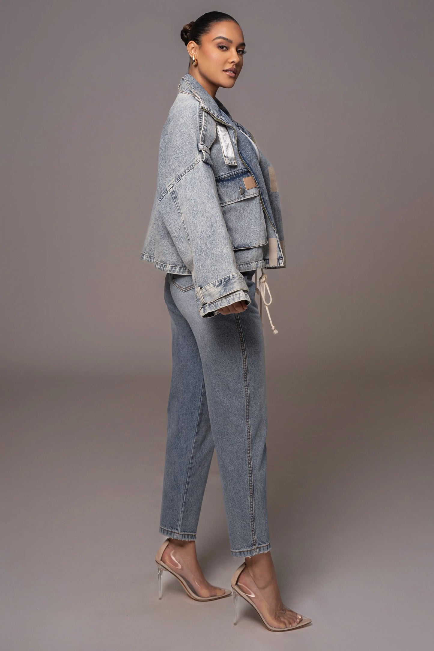 Medium Wash Esther Utility Denim Jacket JLUXLABEL