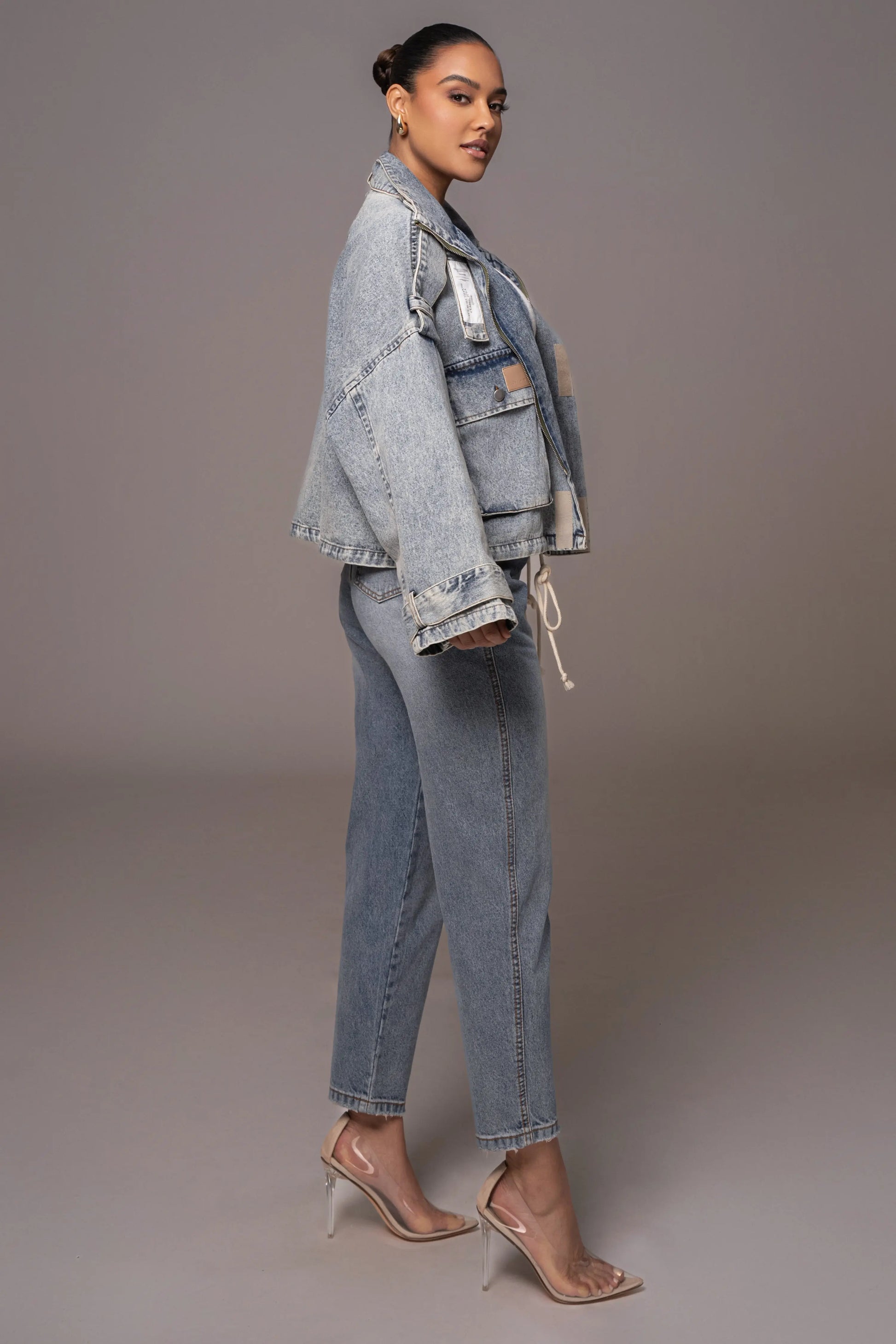 Medium Wash Esther Utility Denim Jacket JLUXLABEL