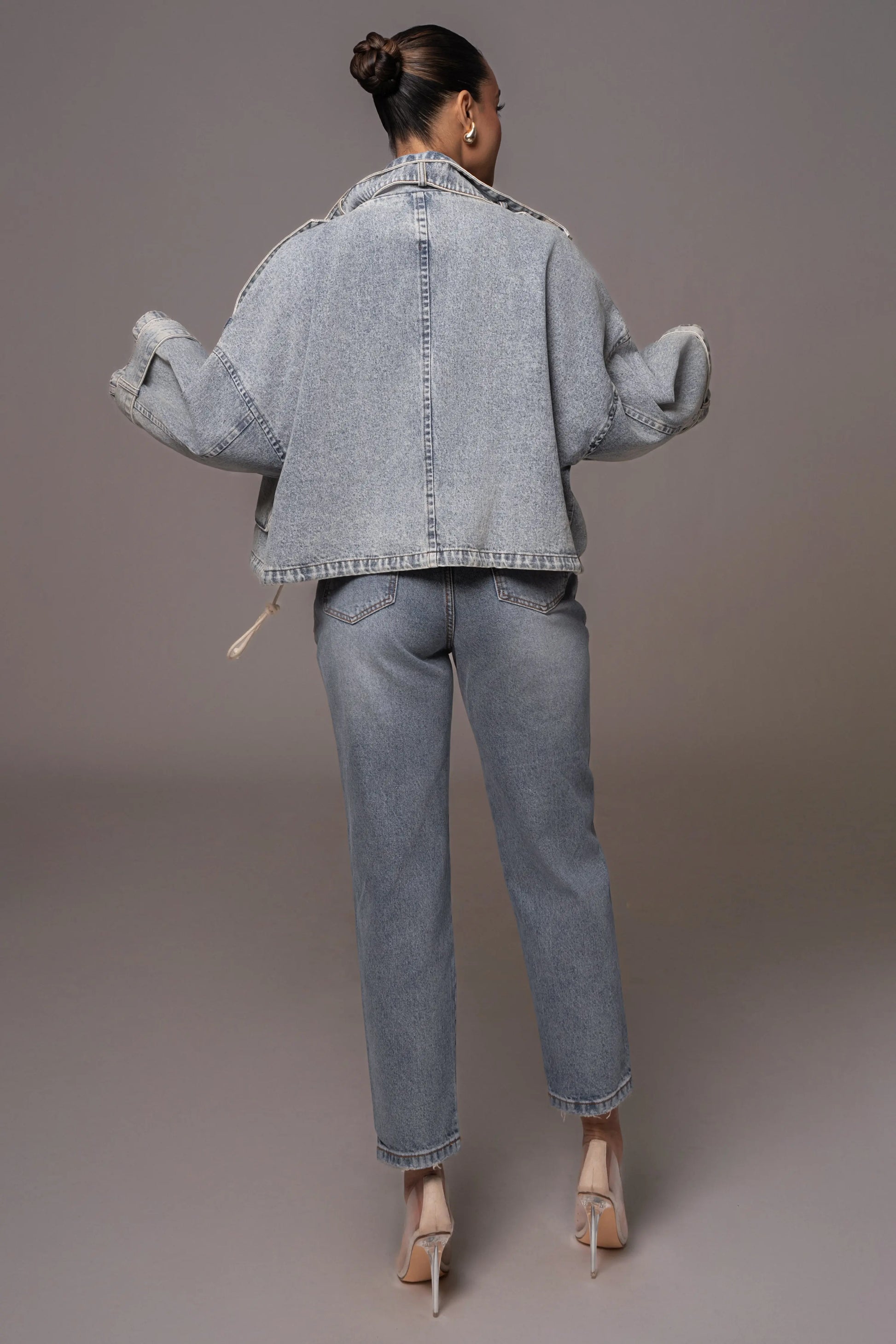 Medium Wash Esther Utility Denim Jacket JLUXLABEL