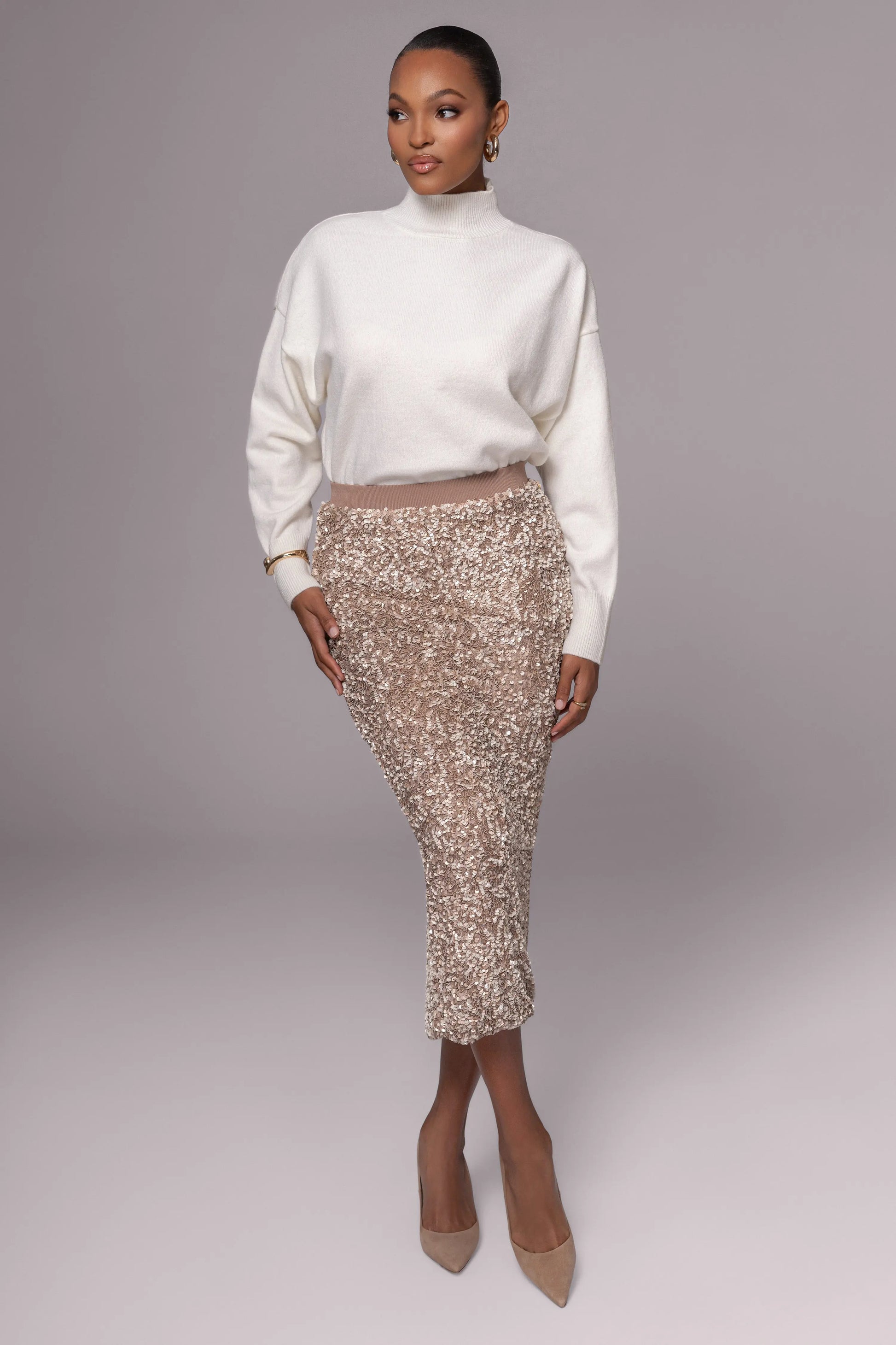 Ivory Turtleneck Sweater Top JLUXLABEL