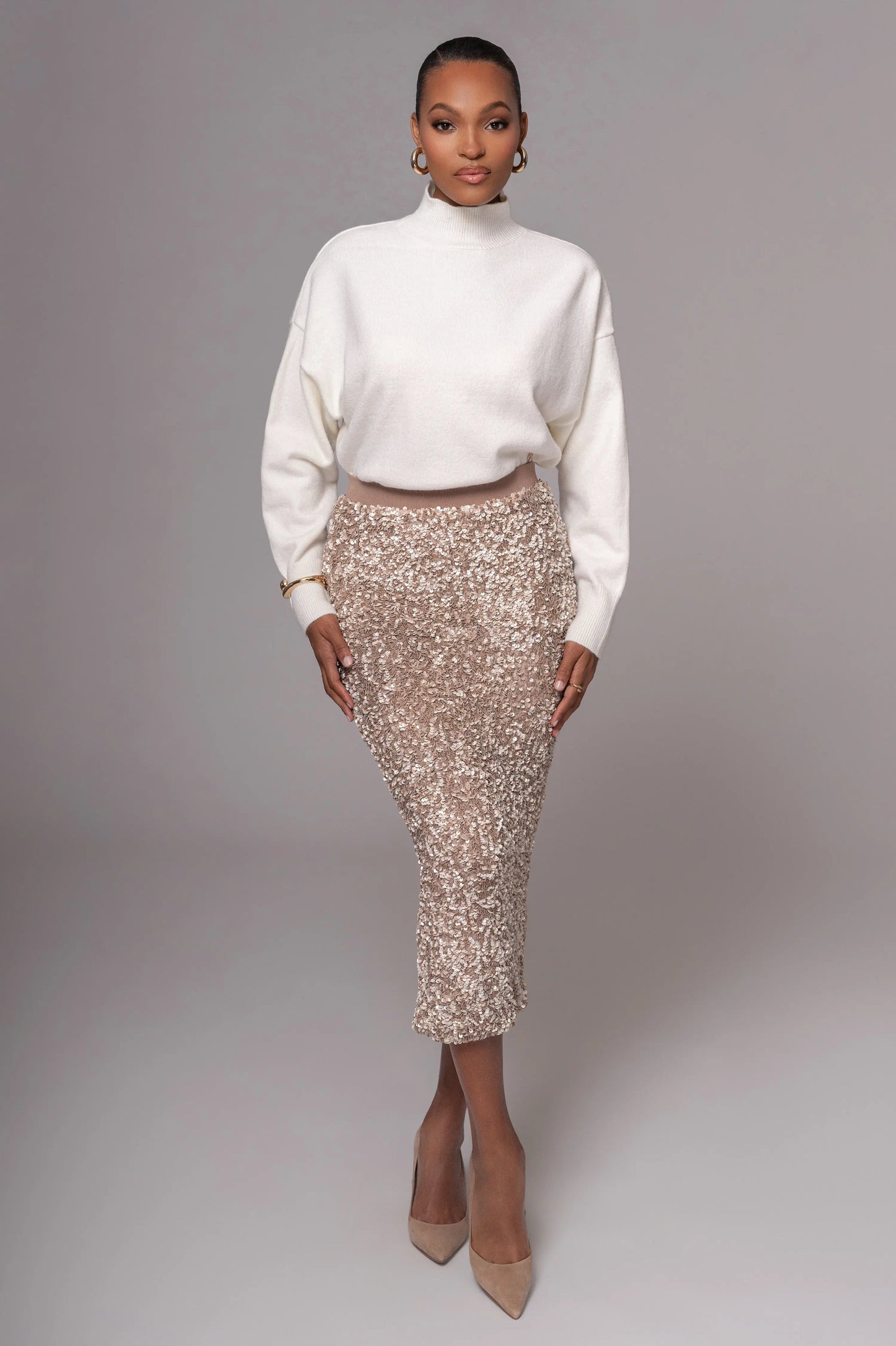 Ivory Turtleneck Sweater Top JLUXLABEL