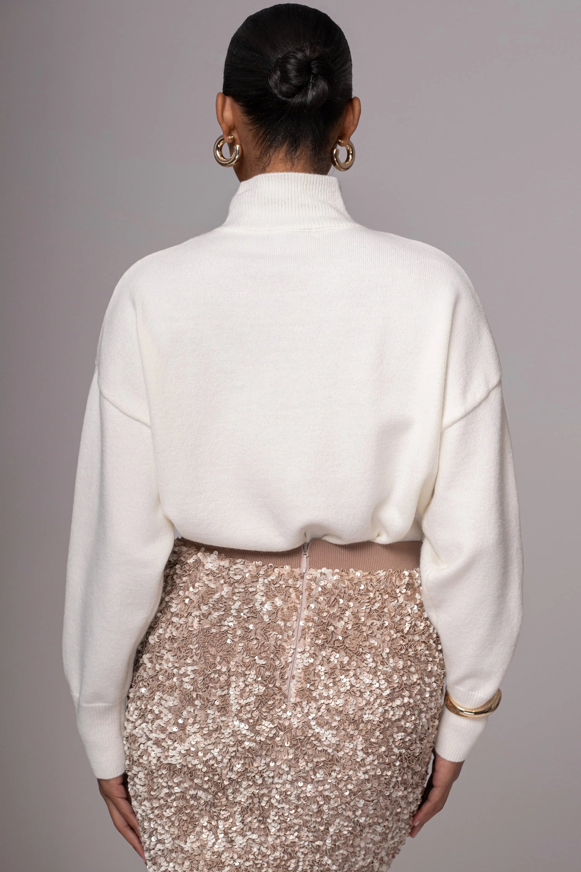 Ivory Turtleneck Sweater Top JLUXLABEL
