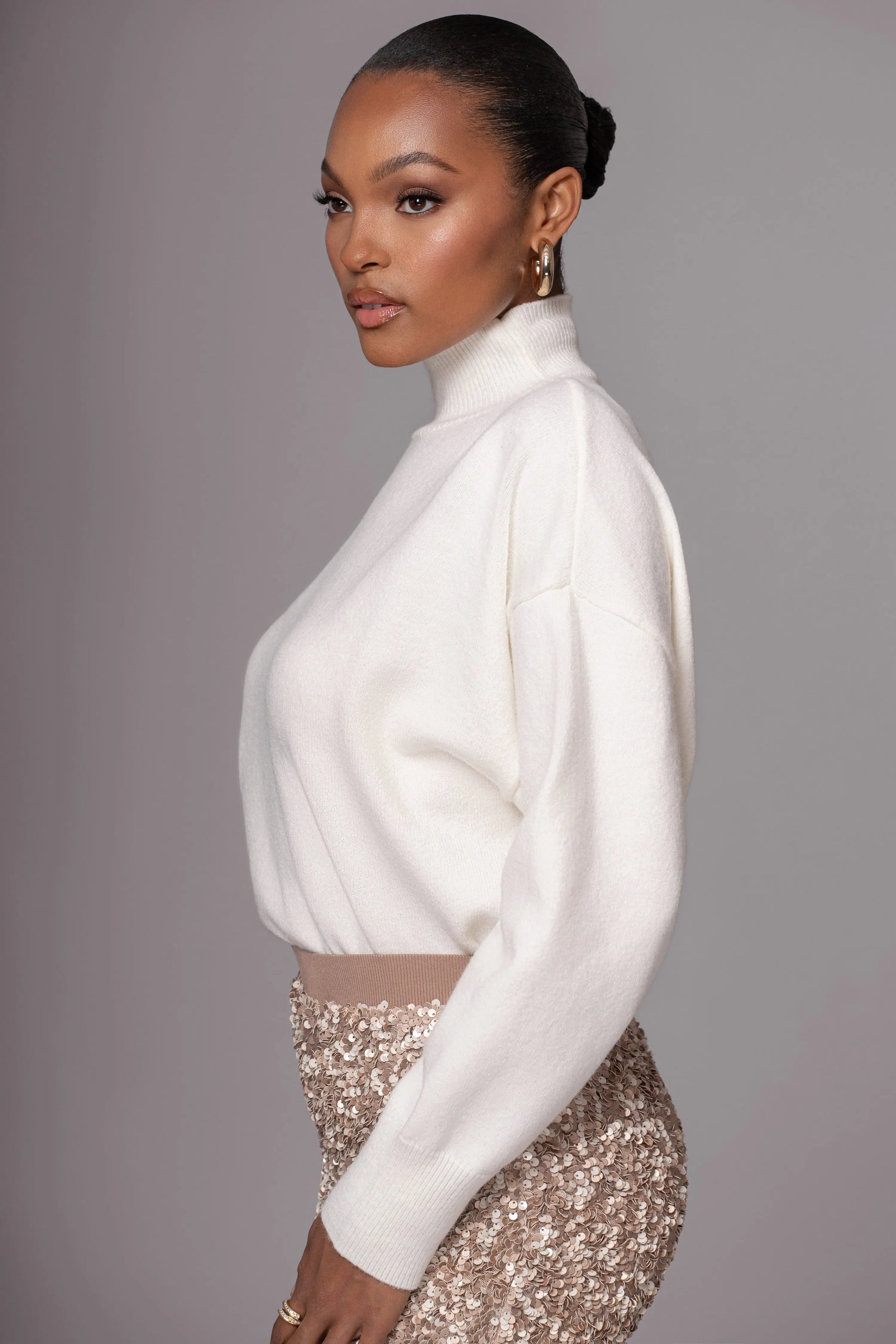 Ivory Turtleneck Sweater Top JLUXLABEL