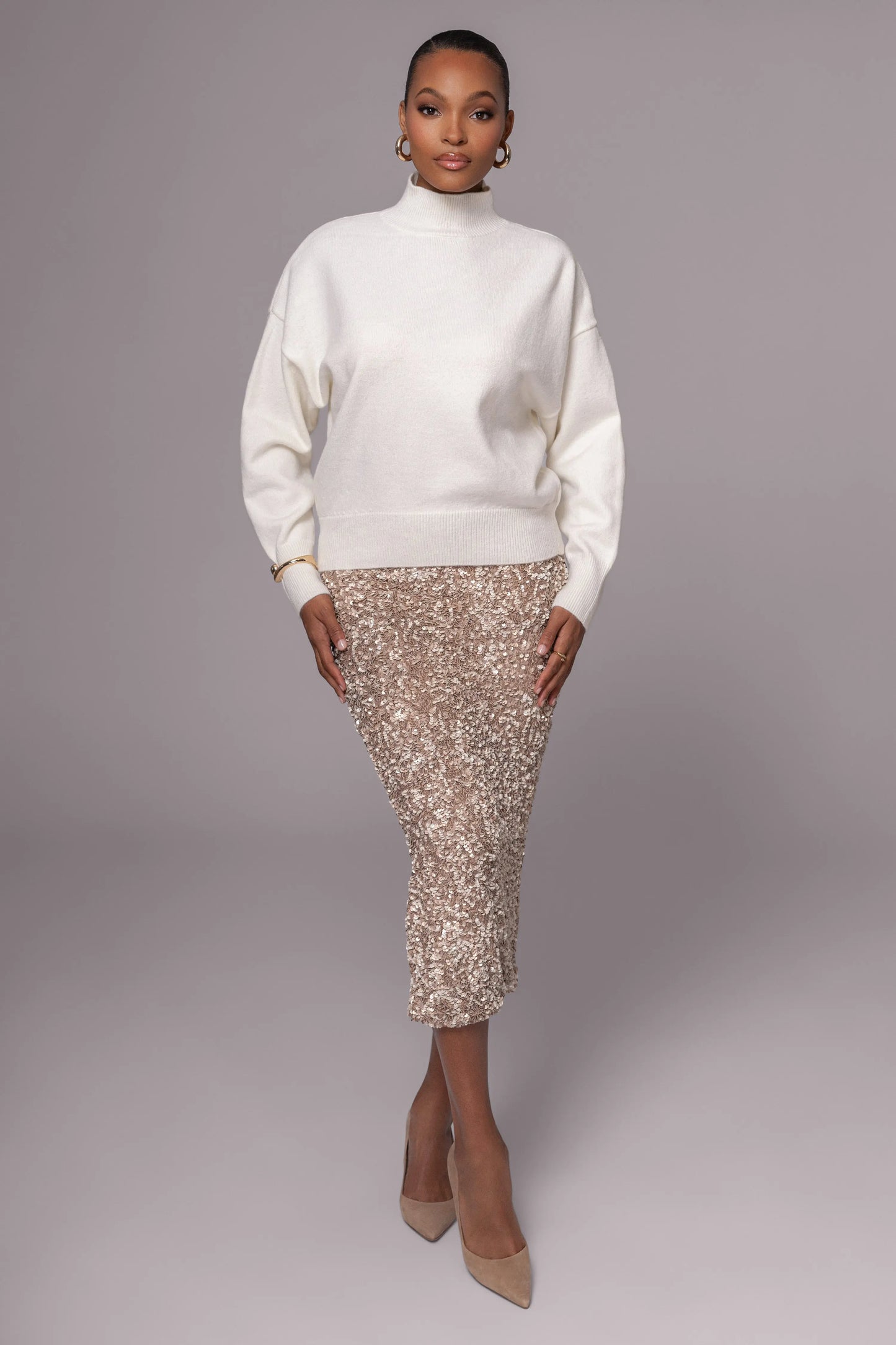 Ivory Turtleneck Sweater Top JLUXLABEL