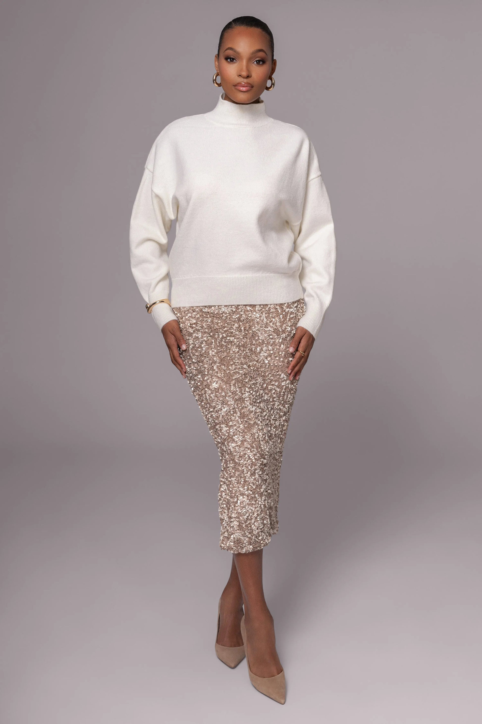Ivory Turtleneck Sweater Top JLUXLABEL