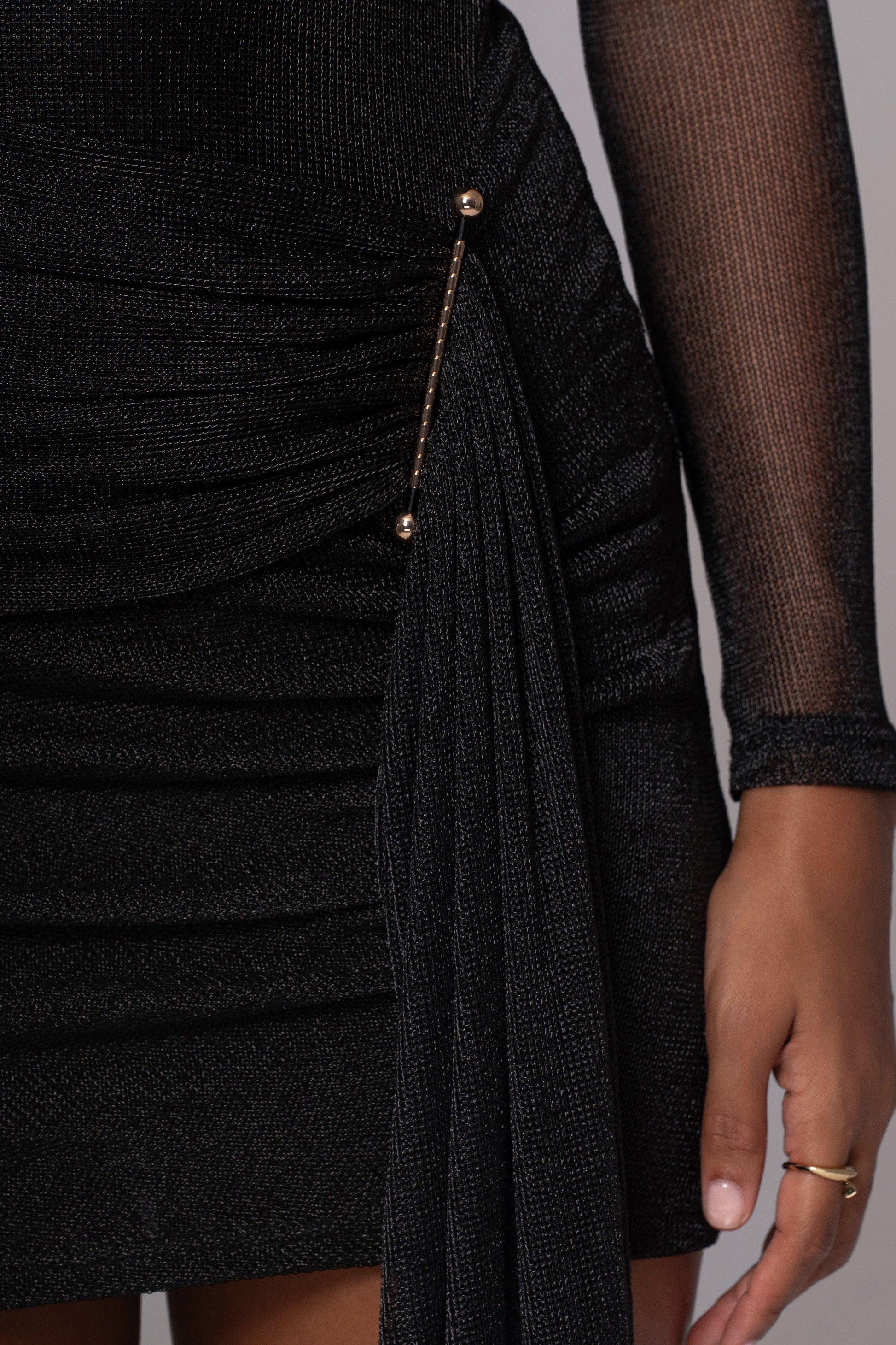 Black Georgia Drape Dress JLUXLABEL