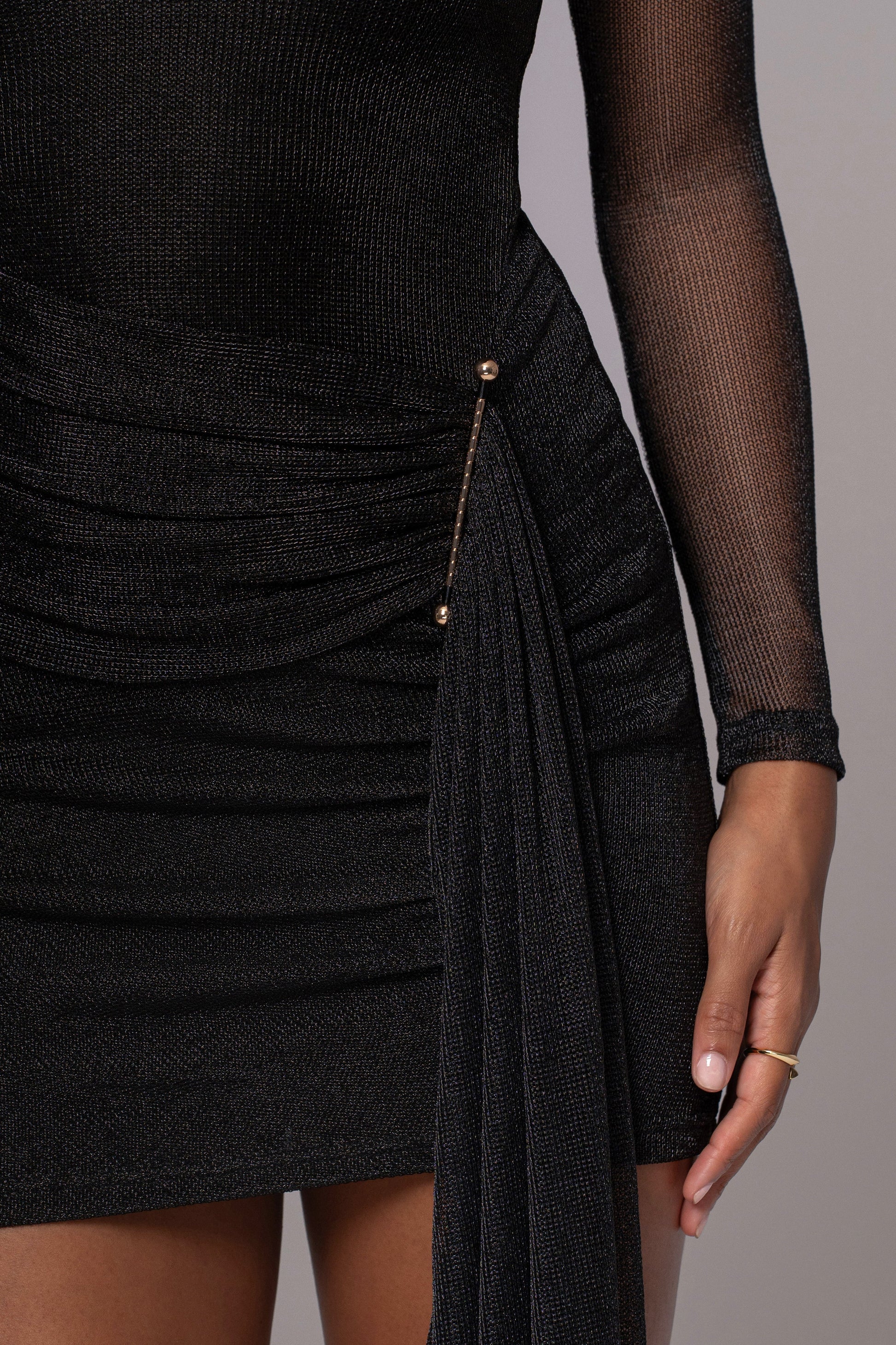 Black Georgia Drape Dress JLUXLABEL