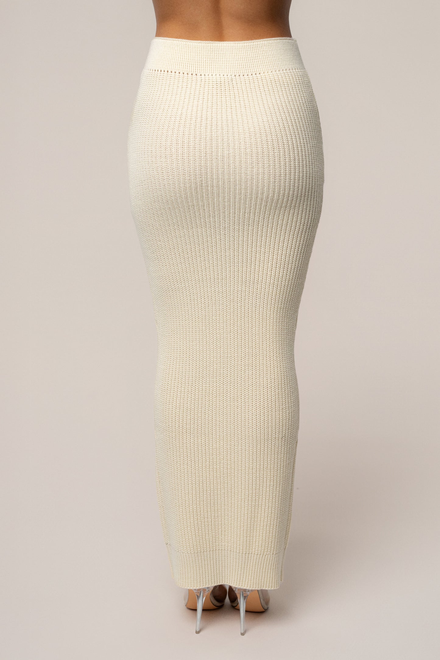 Cream Missy Cable Sweater Midi Skirt