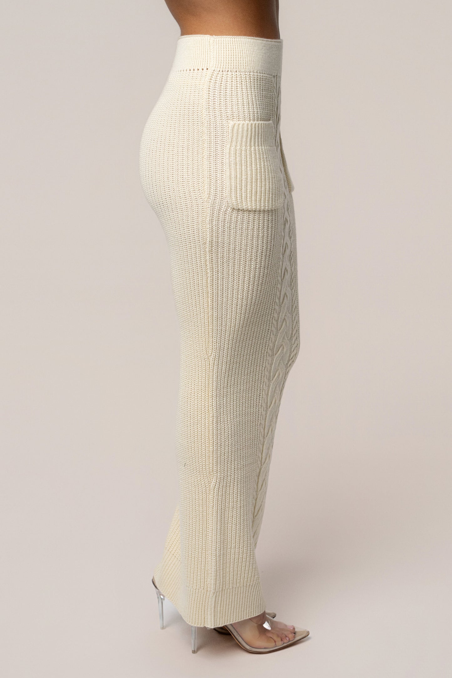 Cream Missy Cable Sweater Midi Skirt