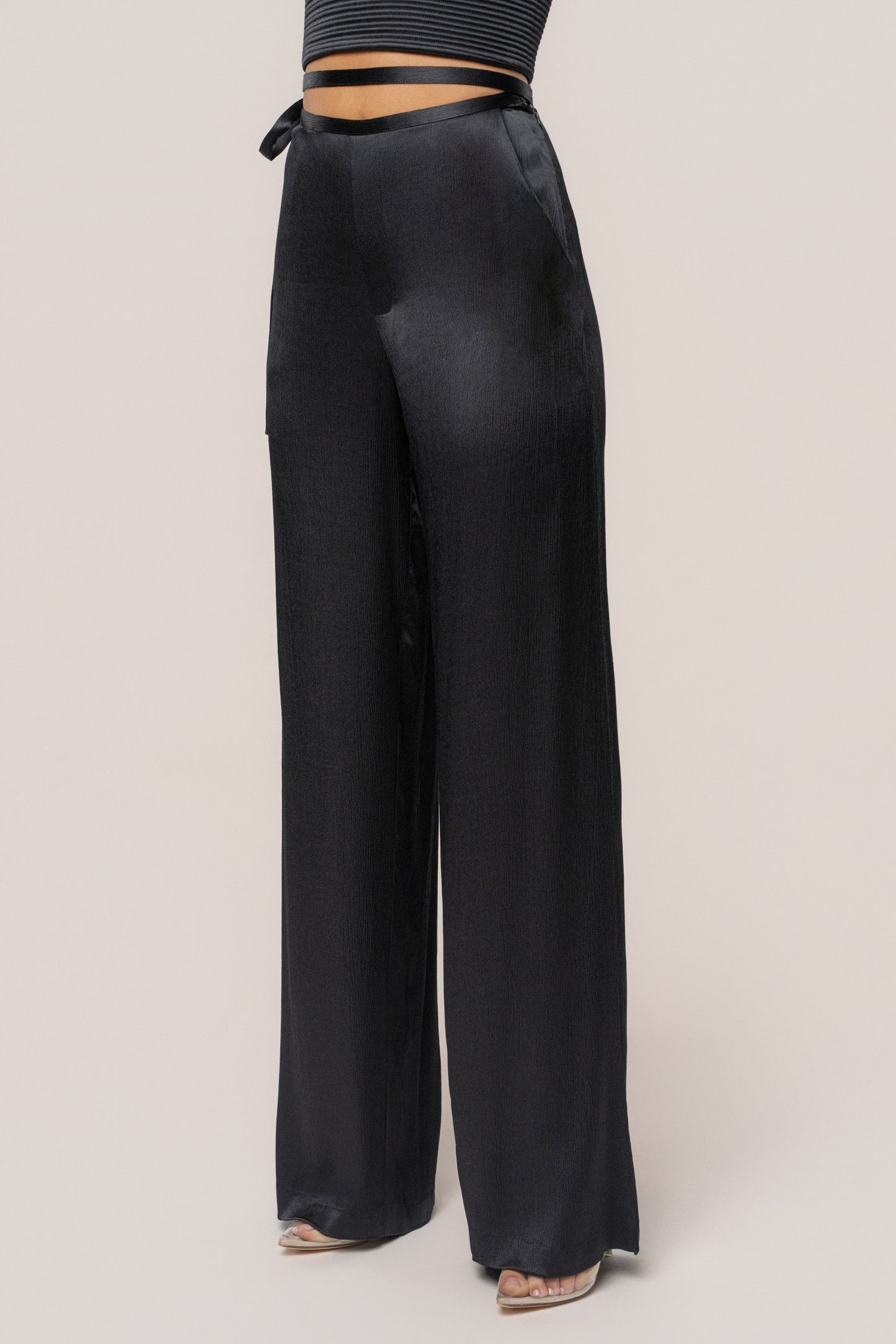 Black Deserae Satin Pants