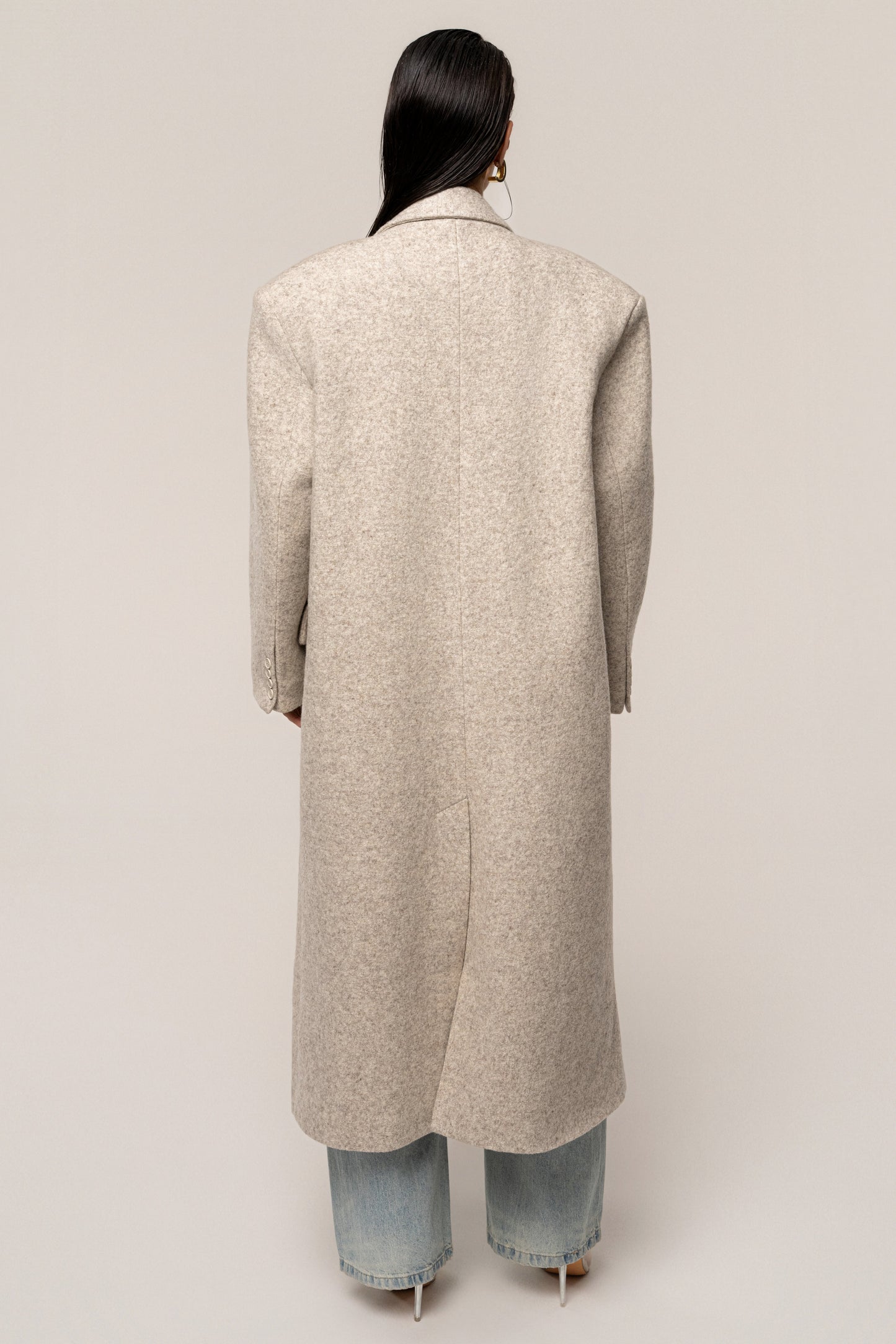 Beige Oversize Double Breasted Coat
