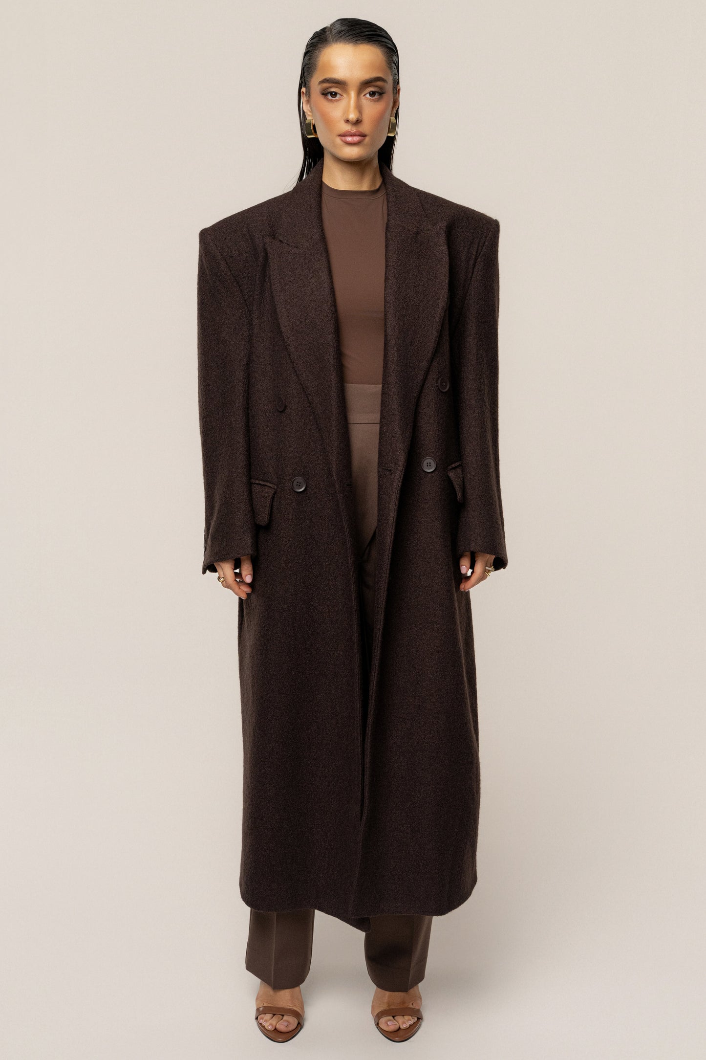 Chocolate Oversize Double Breasted Coat