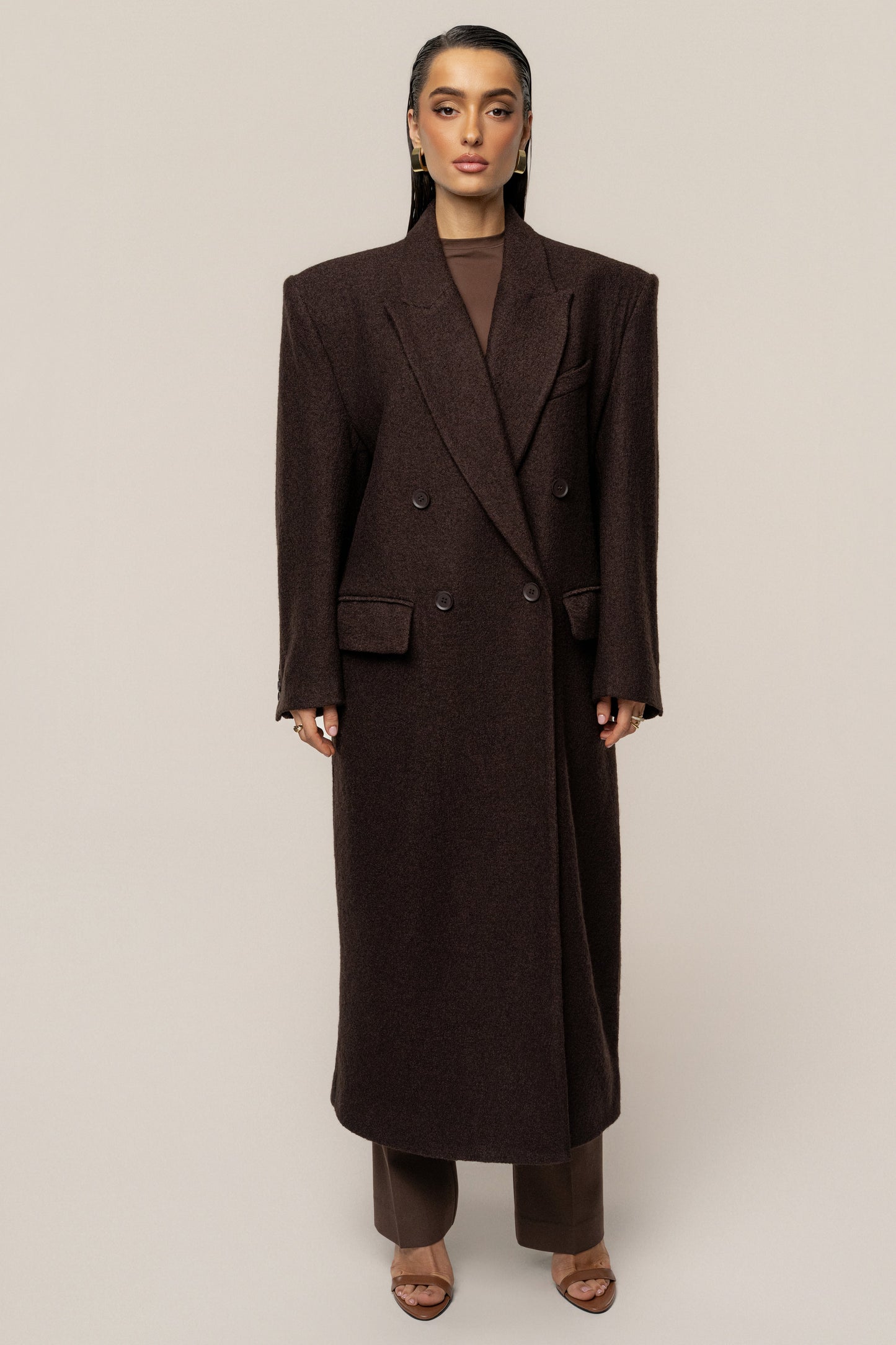 Chocolate Oversize Double Breasted Coat