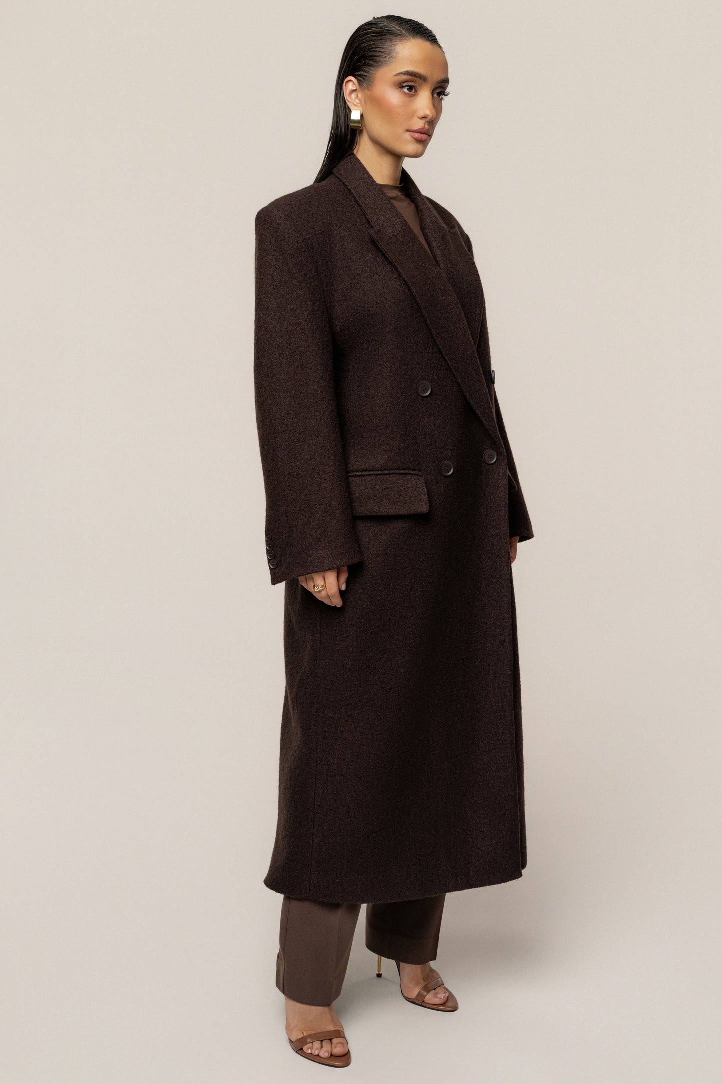 Chocolate Oversize Double Breasted Coat