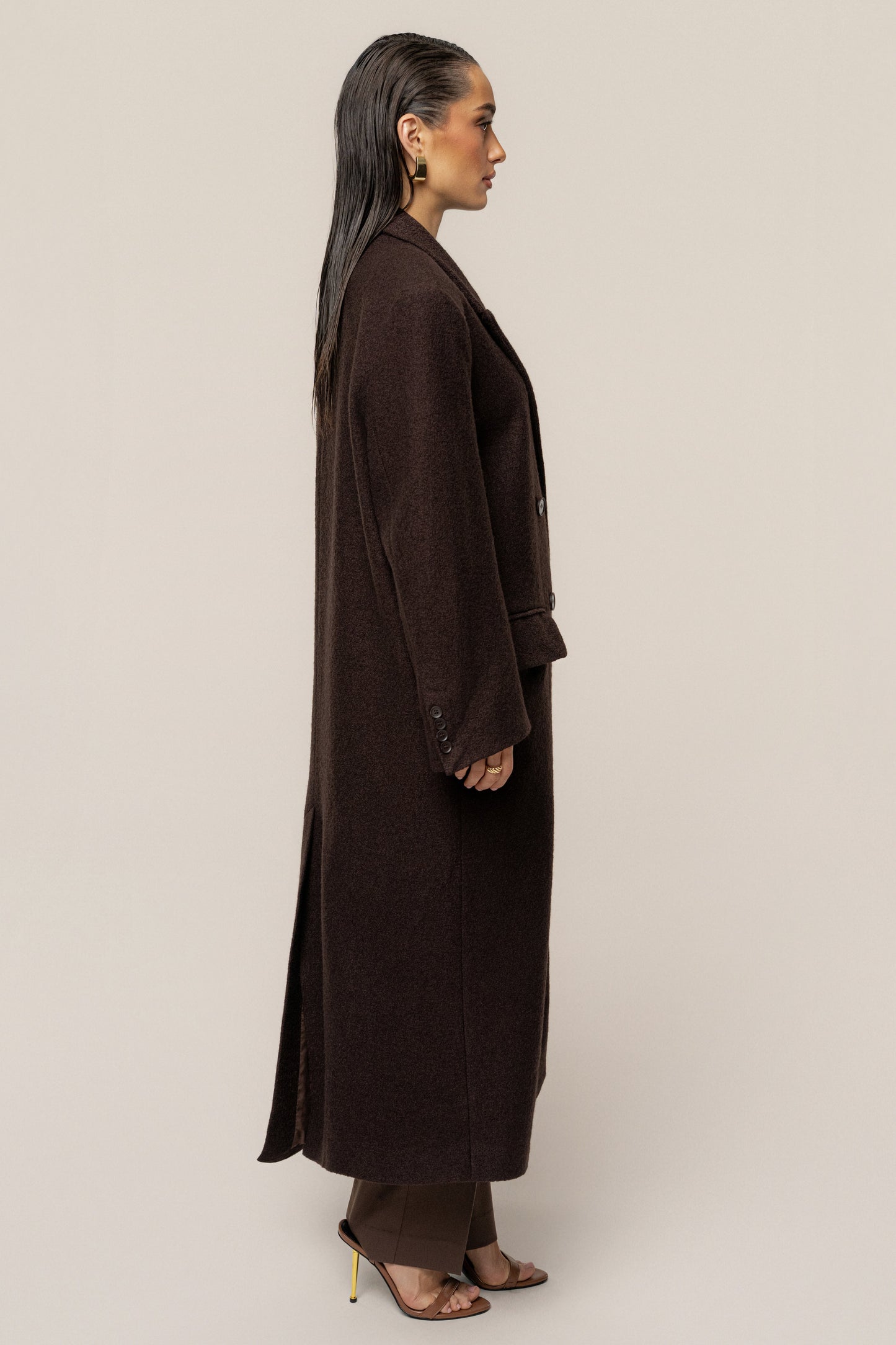 Chocolate Oversize Double Breasted Coat