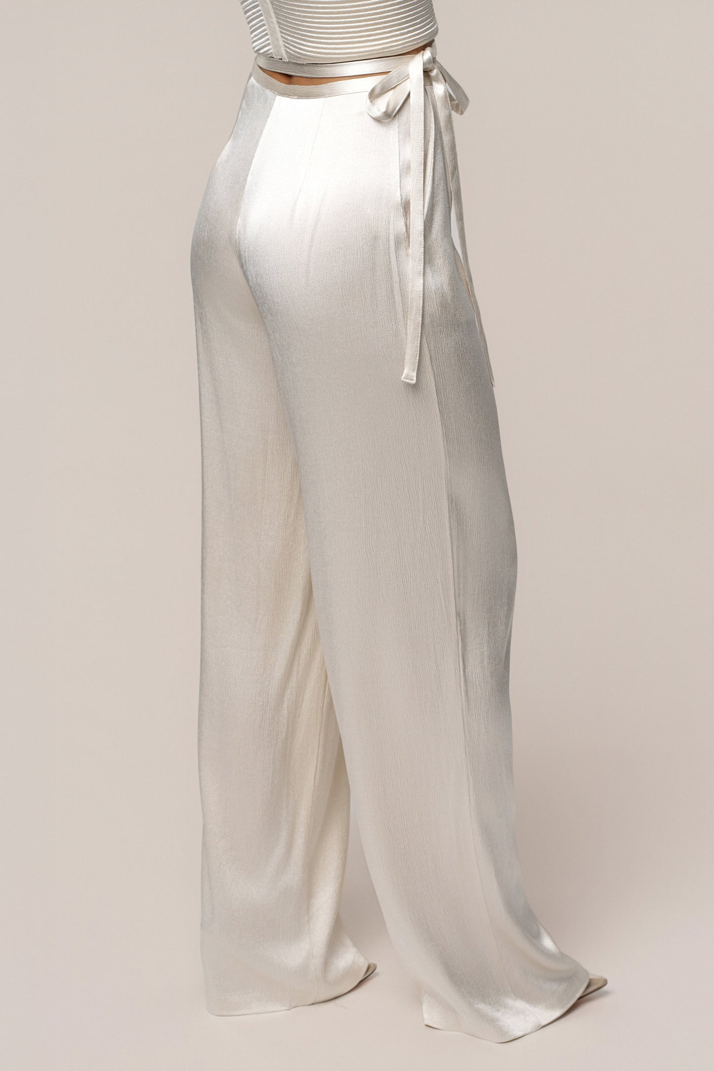 Champagne Deserae Satin Pants
