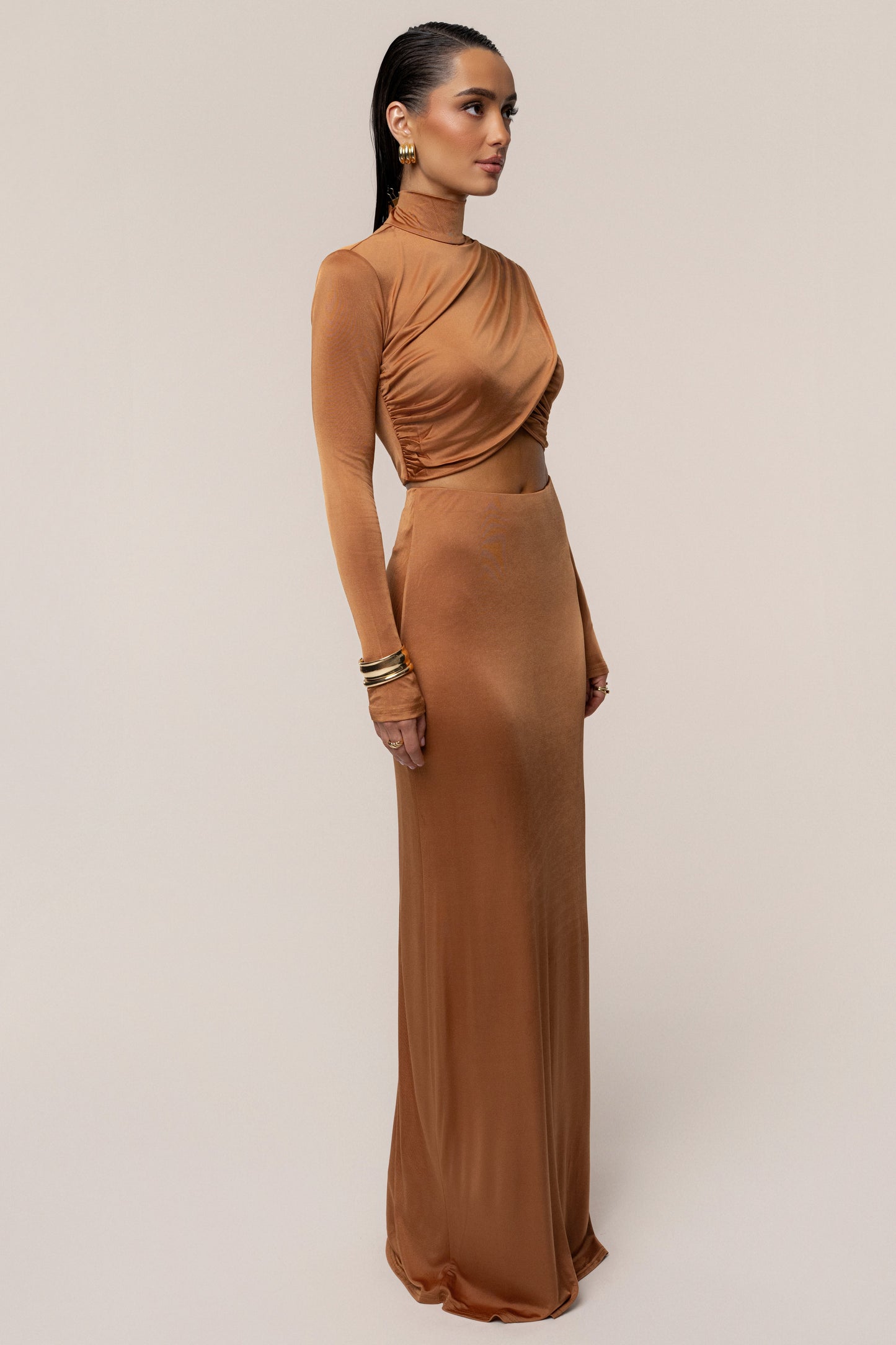 Copper Ultra High Waist Maxi Skirt
