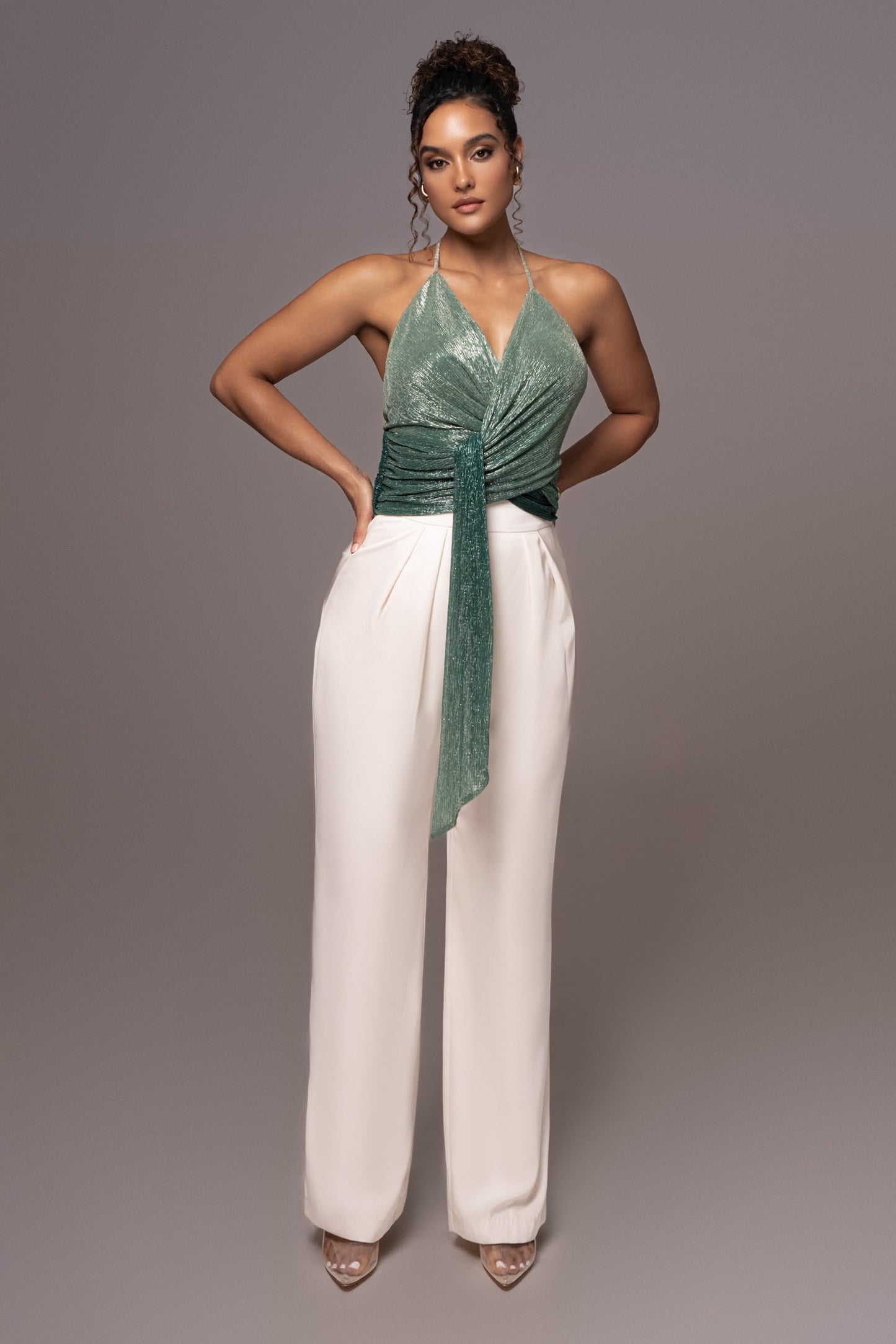 Green Bliss Halter Drape Top