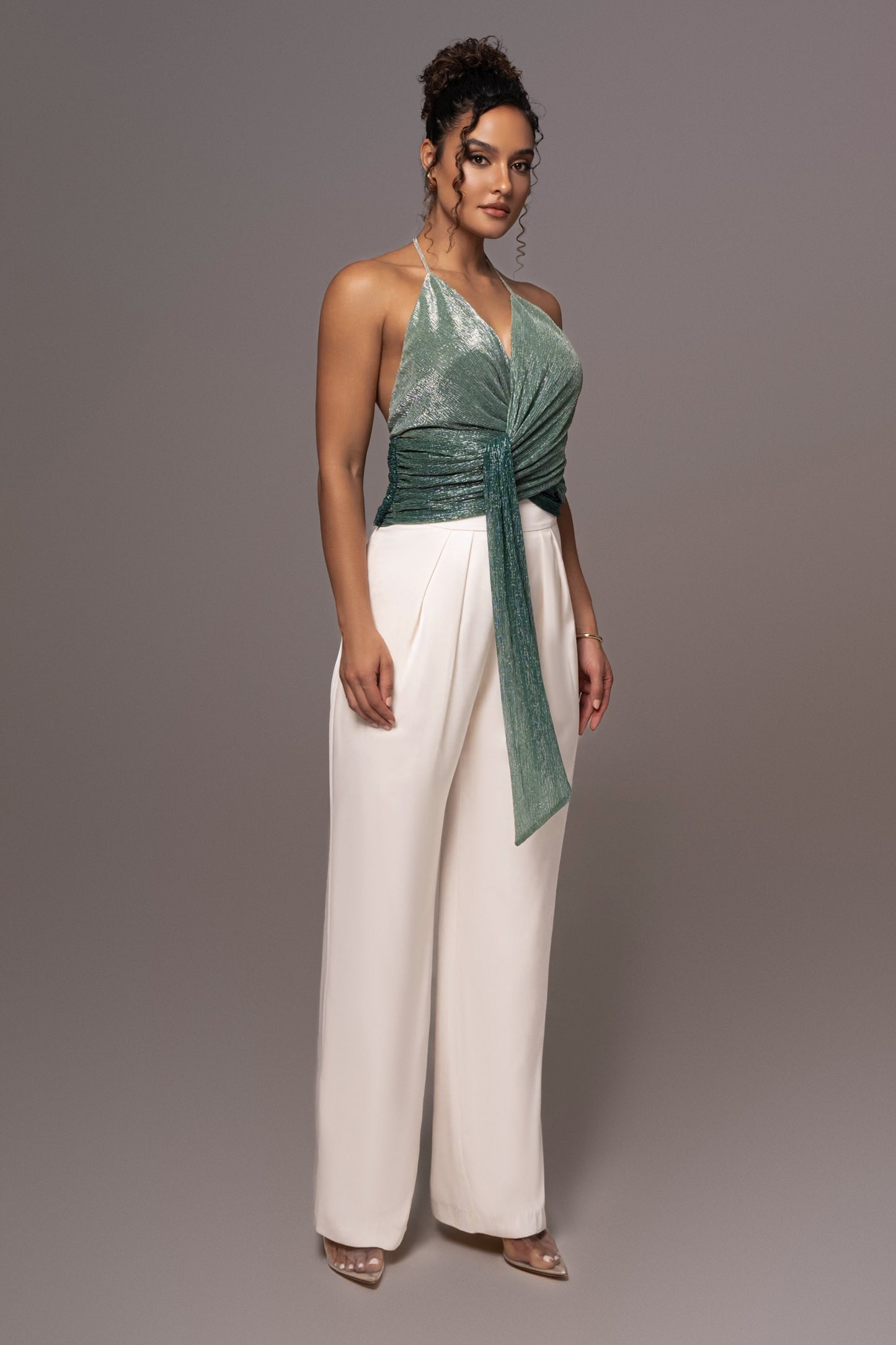 Green Bliss Halter Drape Top