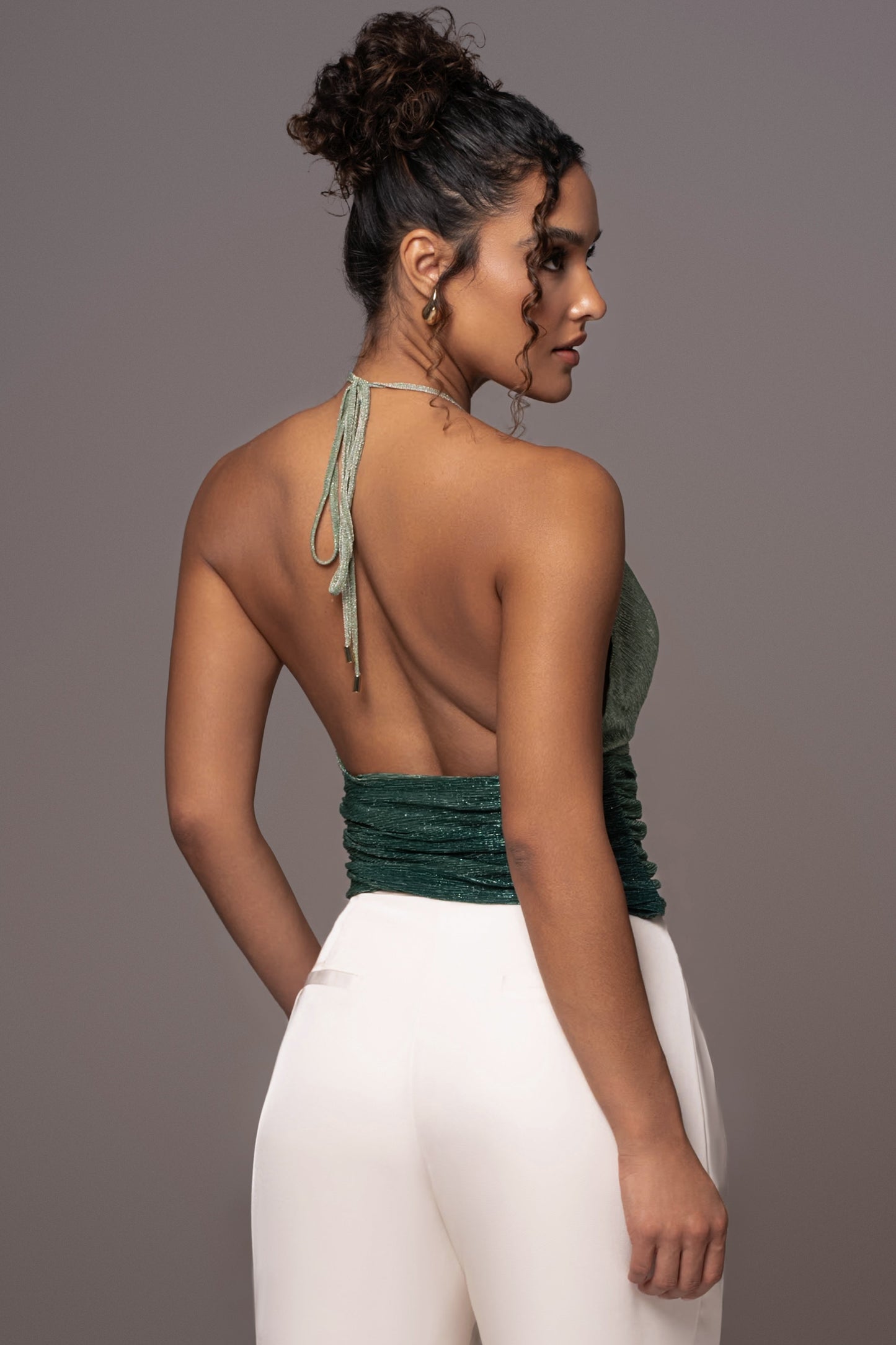 Green Bliss Halter Drape Top