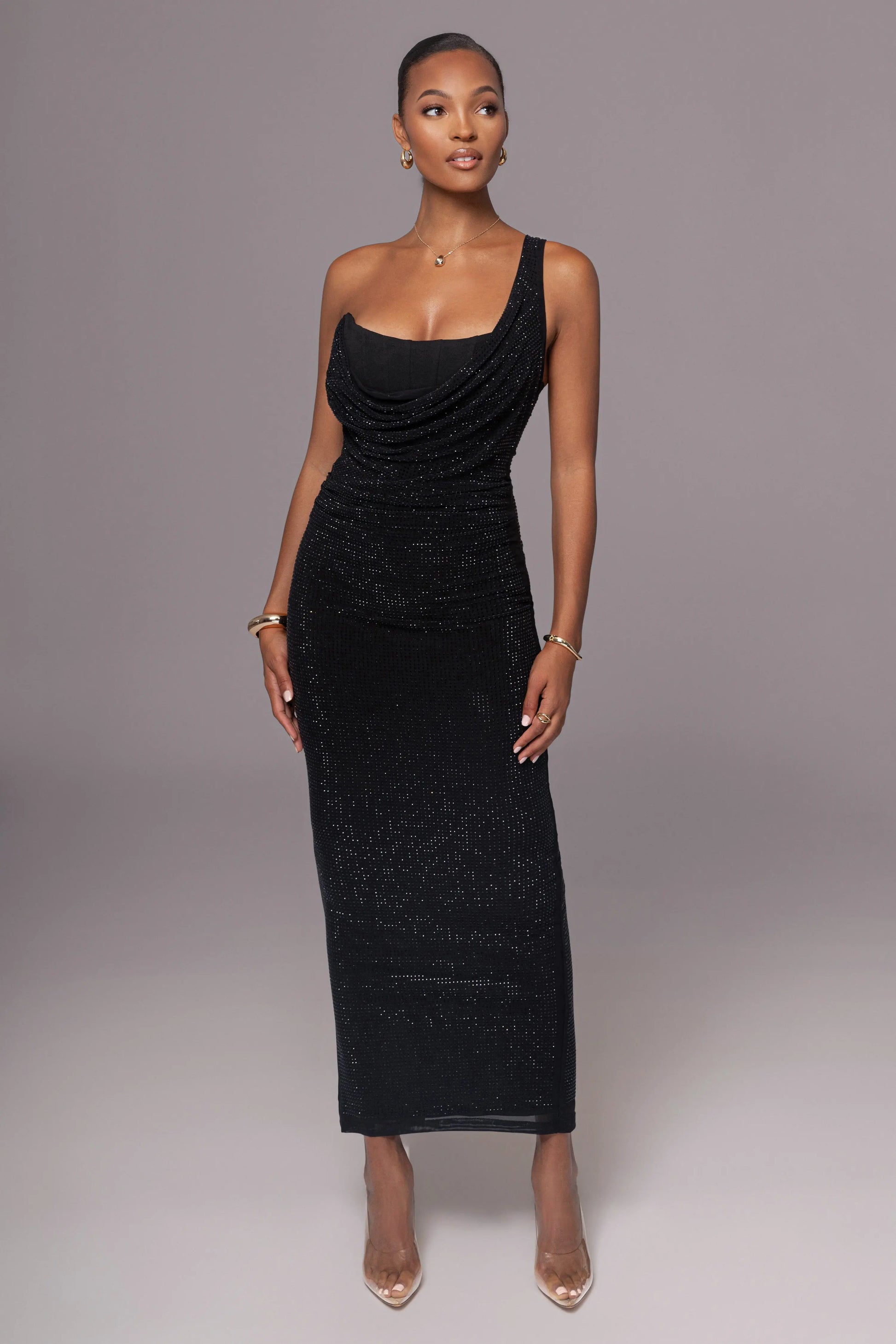 Black Hot Fix Krishna Maxi Dress JLUXLABEL