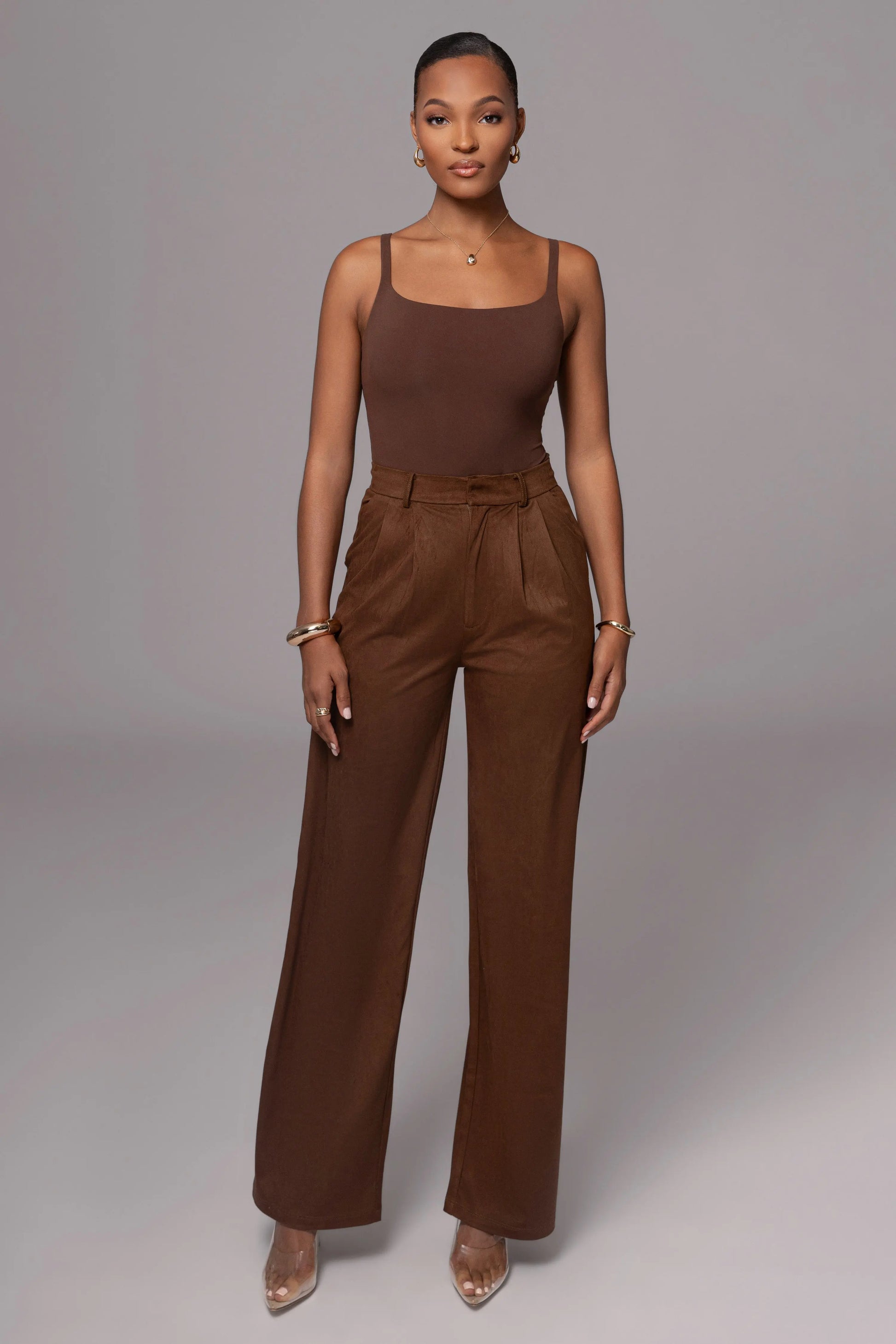 Chocolate Classic High Rise Trousers JLUXLABEL
