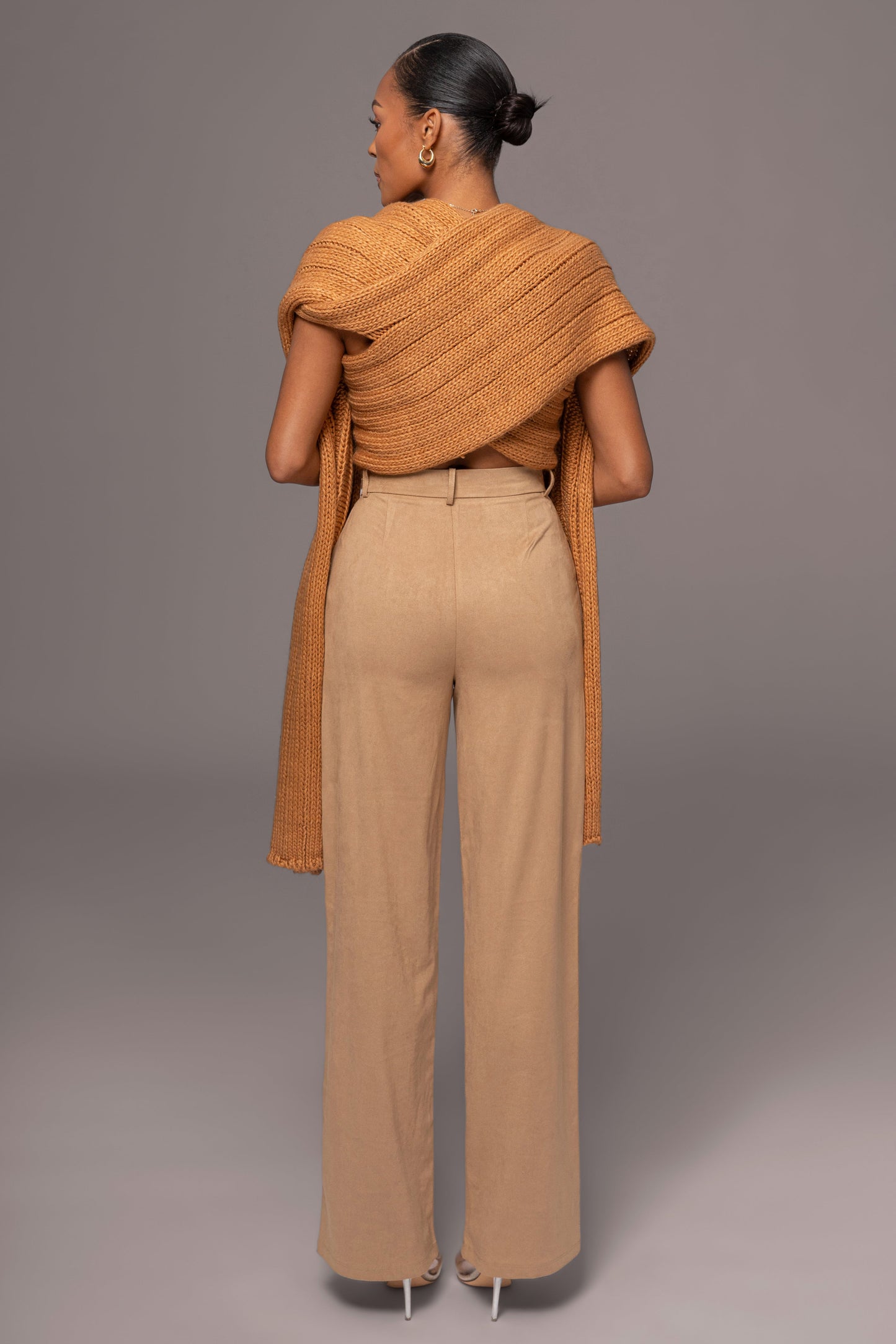 Beige Classic High Rise Trousers
