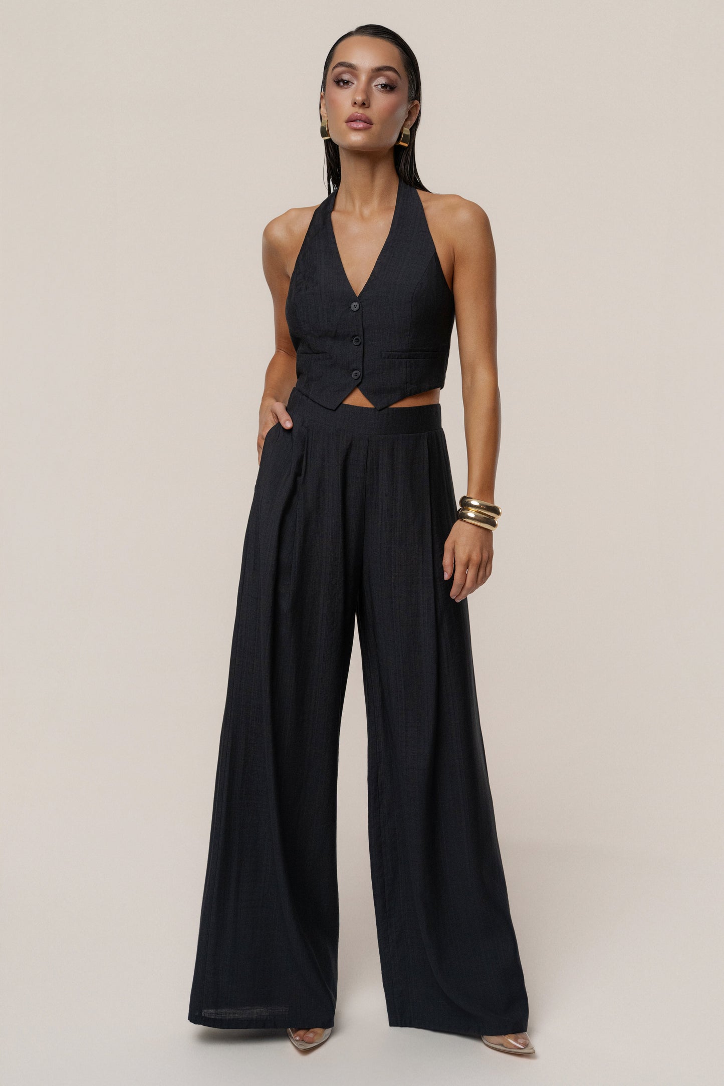 Black Tropical Daze Pant Set